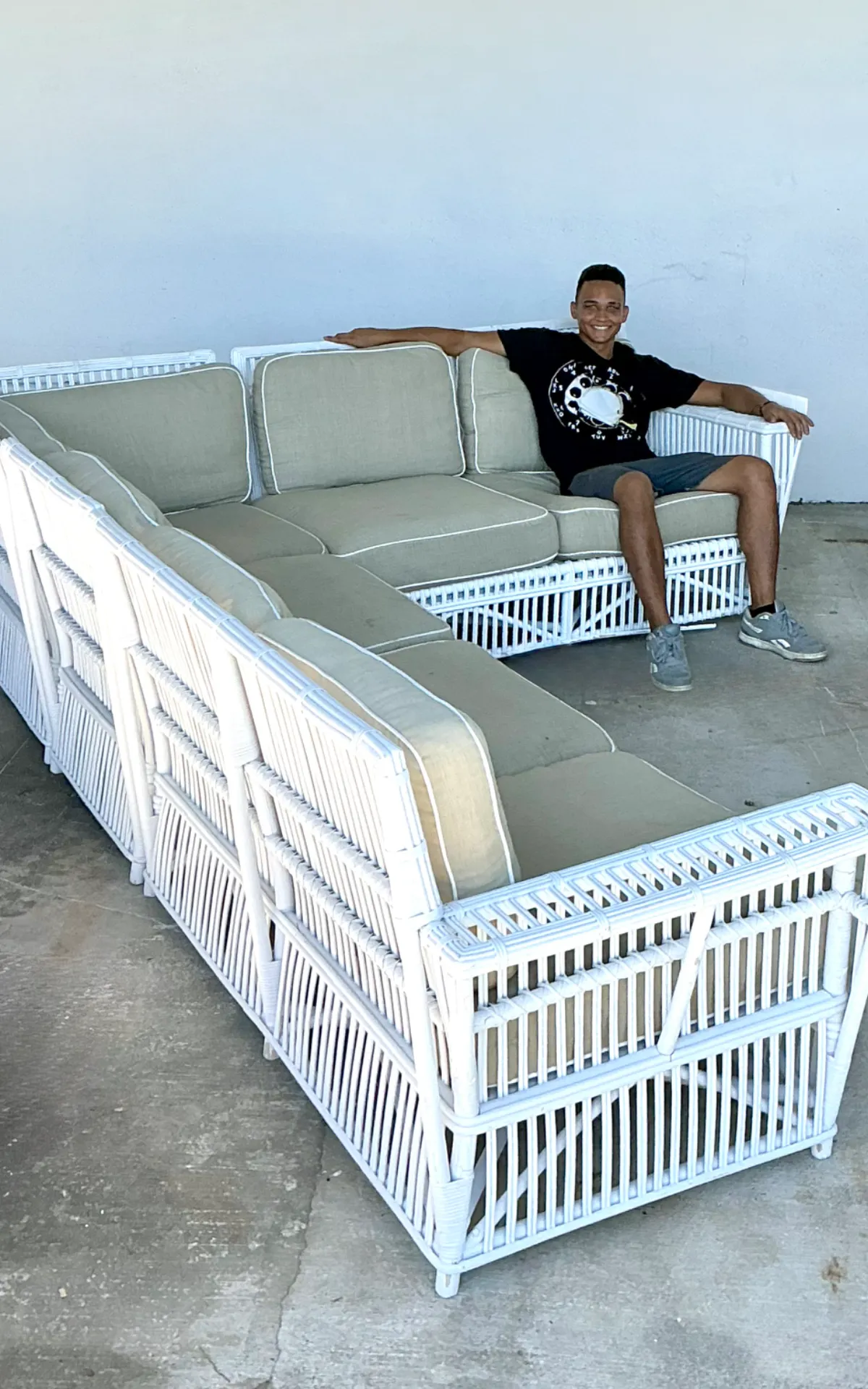 Vintage Stick Rattan Sectional Sofa After Bielecky Brothers — additional photo 2