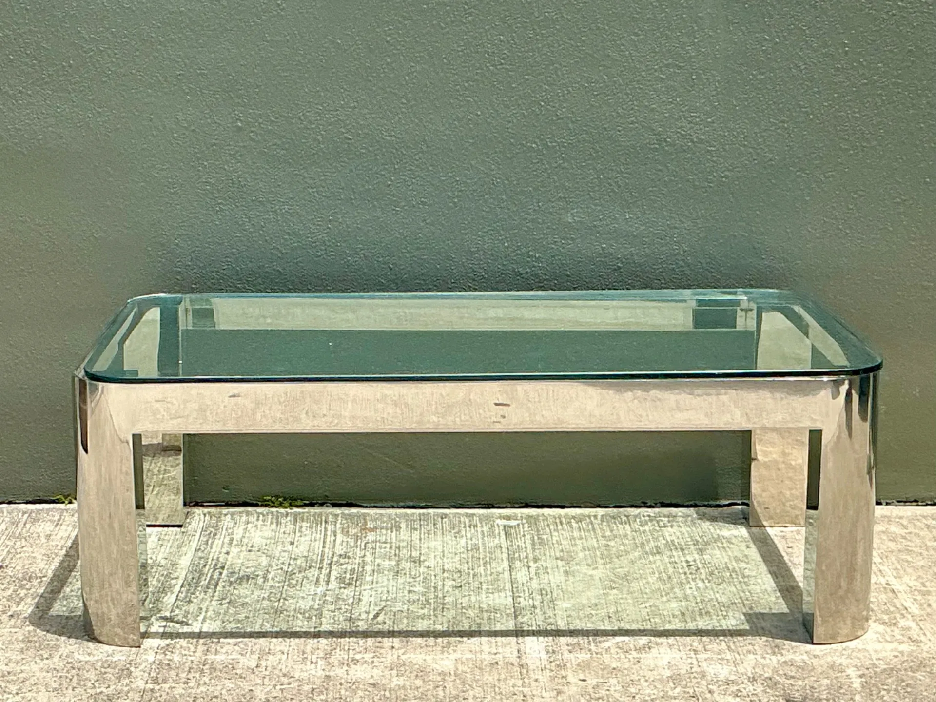 Vintage Chrome And Glass Coffee Table After Karl Springer — additional photo 2