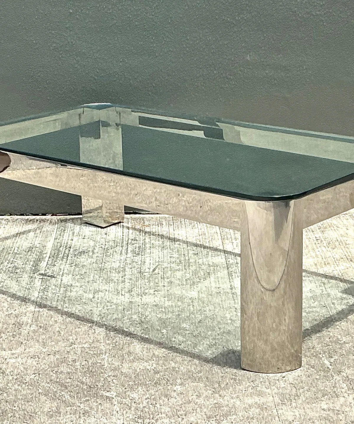Vintage Chrome And Glass Coffee Table After Karl Springer — additional photo 3