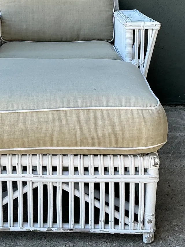 Vintage Rattan Lounge Chair and Ottoman After Bielecky Brothers — additional photo 2