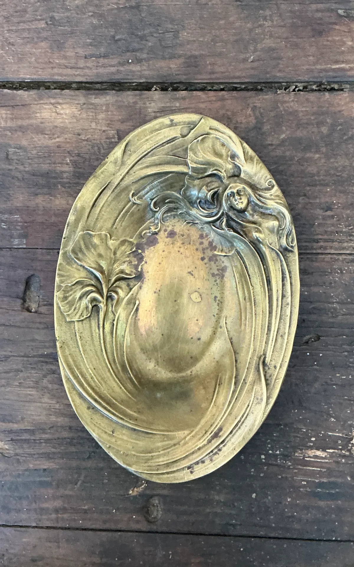 Vintage Art Nouveau Brass Tray — additional photo 1