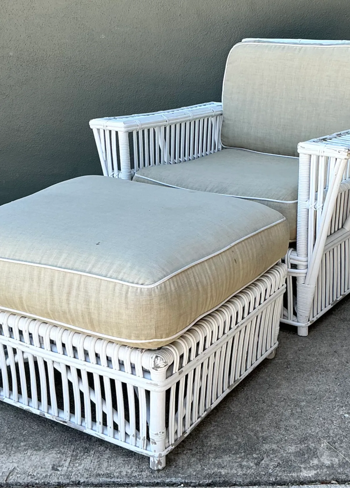 Vintage Rattan Lounge Chair and Ottoman After Bielecky Brothers — additional photo 8