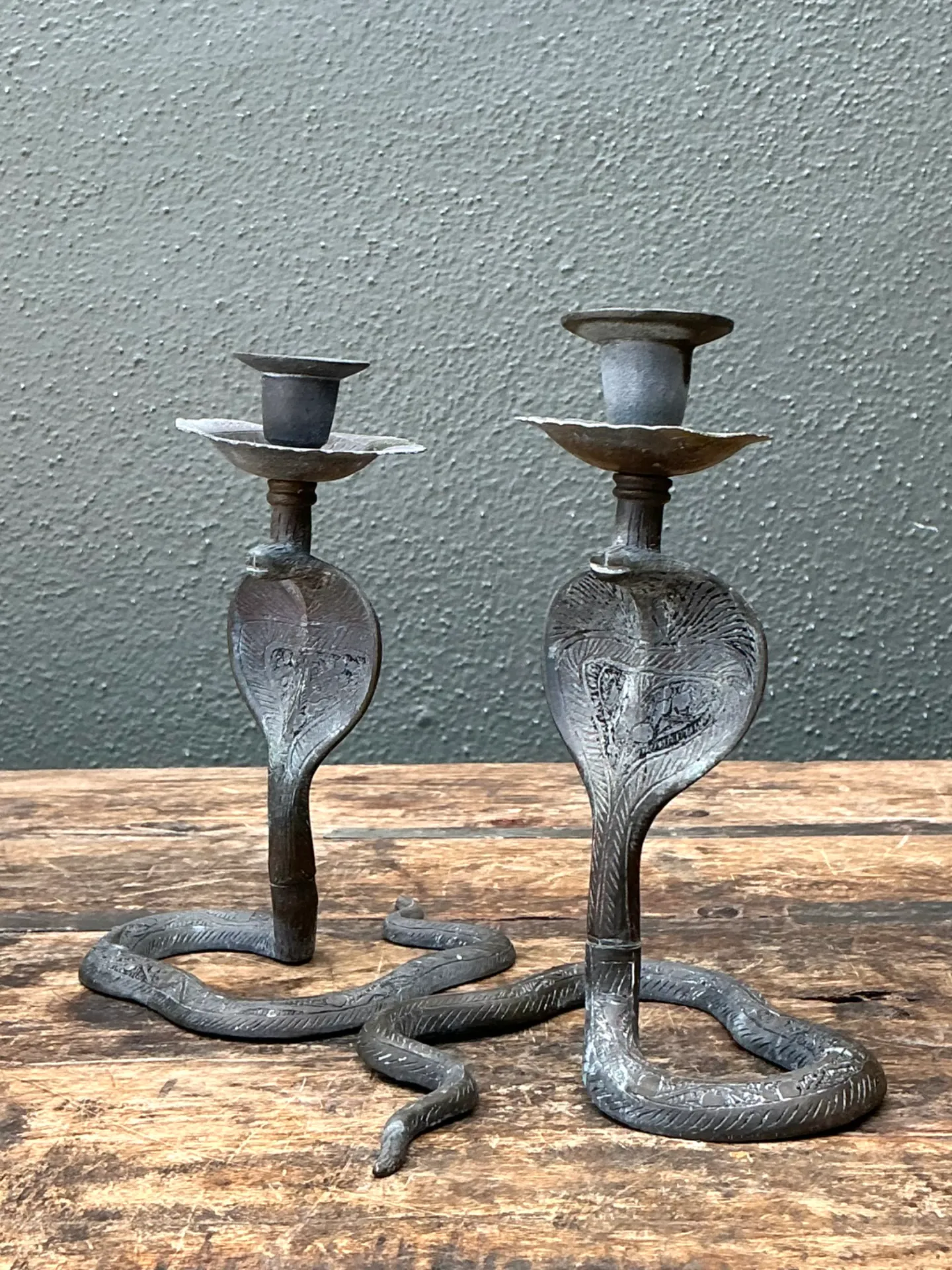 Vintage Cobra Form Metal Candle Holders — additional photo 1