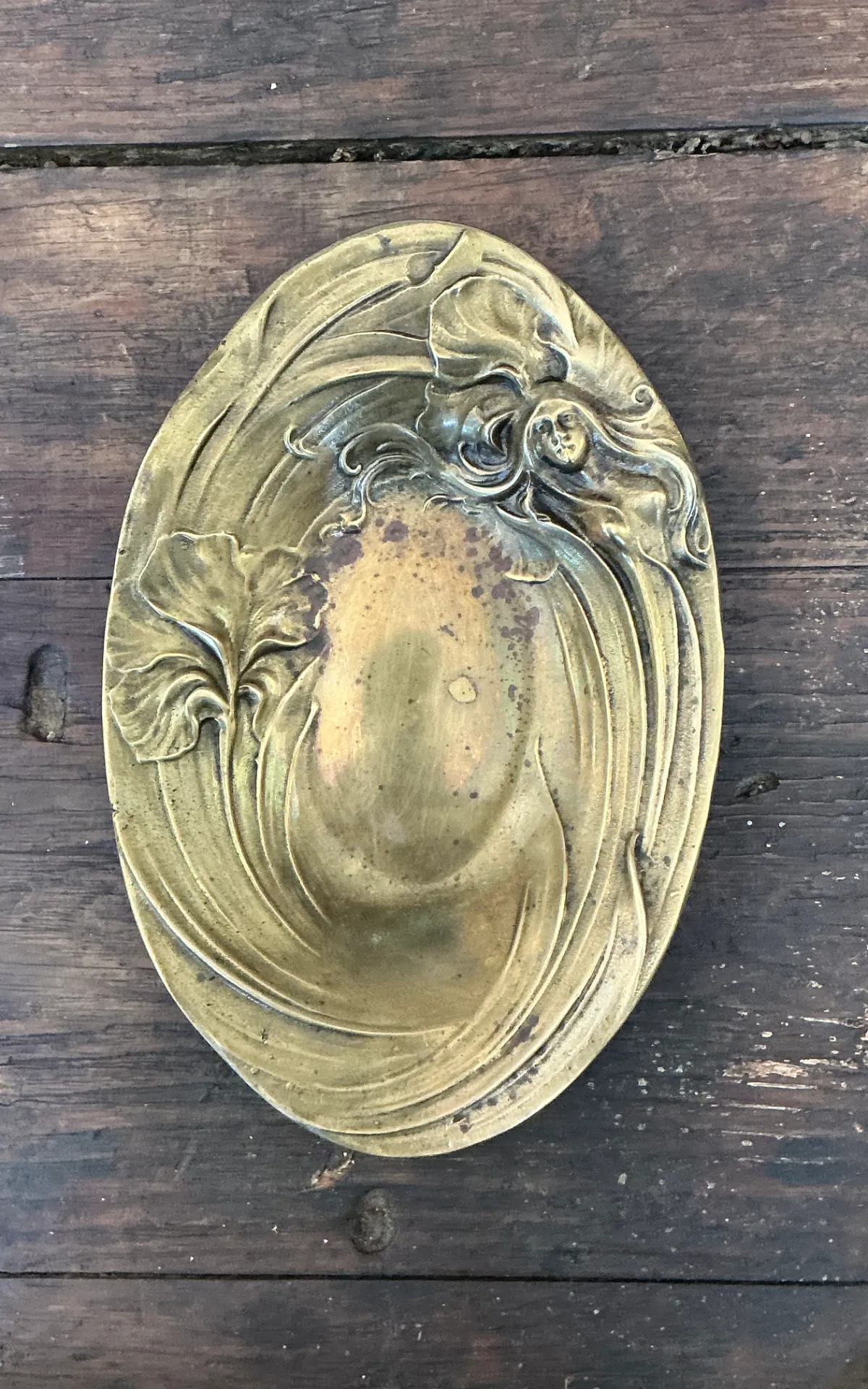 Vintage Art Nouveau Brass Tray — additional photo 2