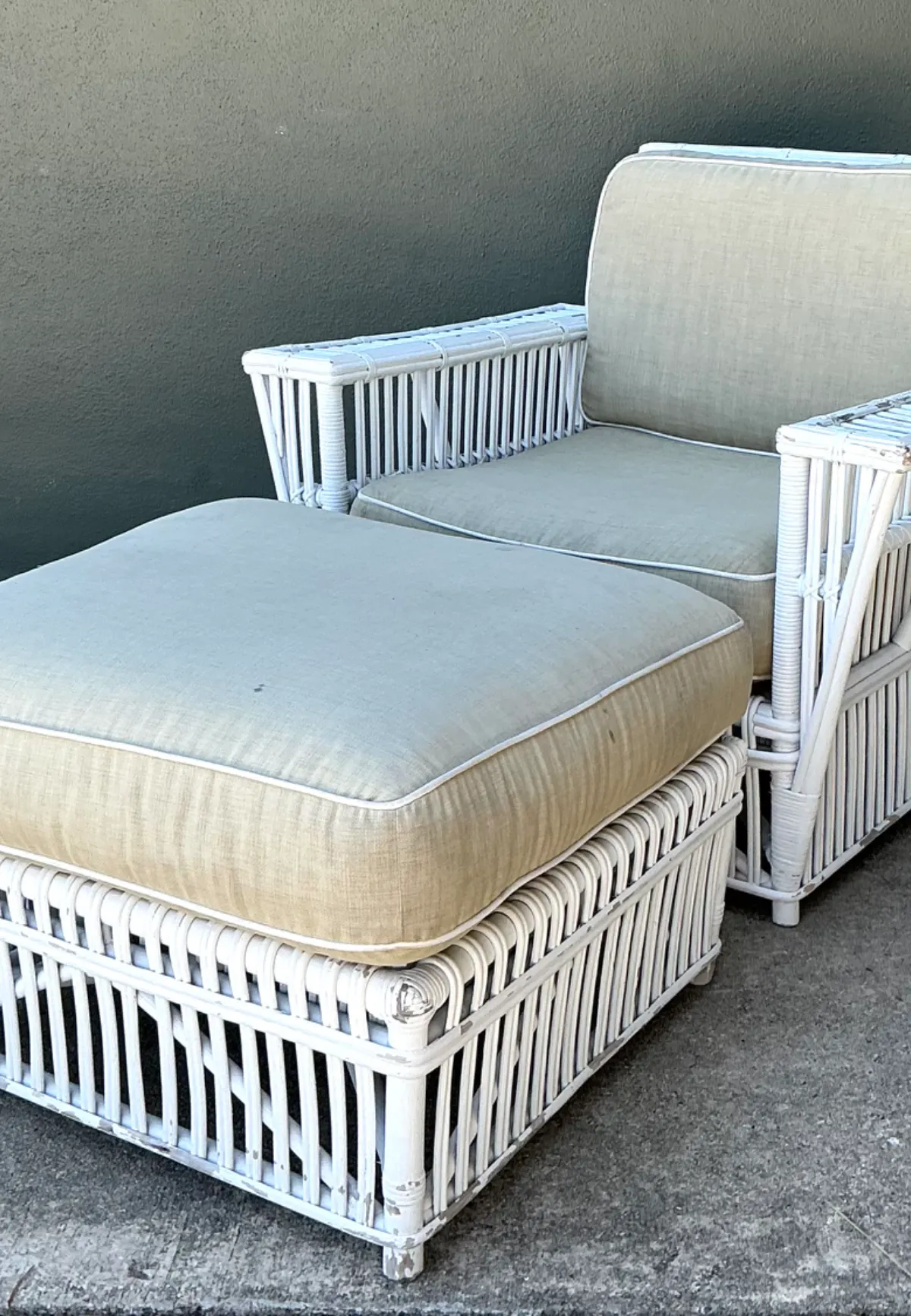 Vintage Rattan Lounge Chair and Ottoman After Bielecky Brothers — additional photo 3