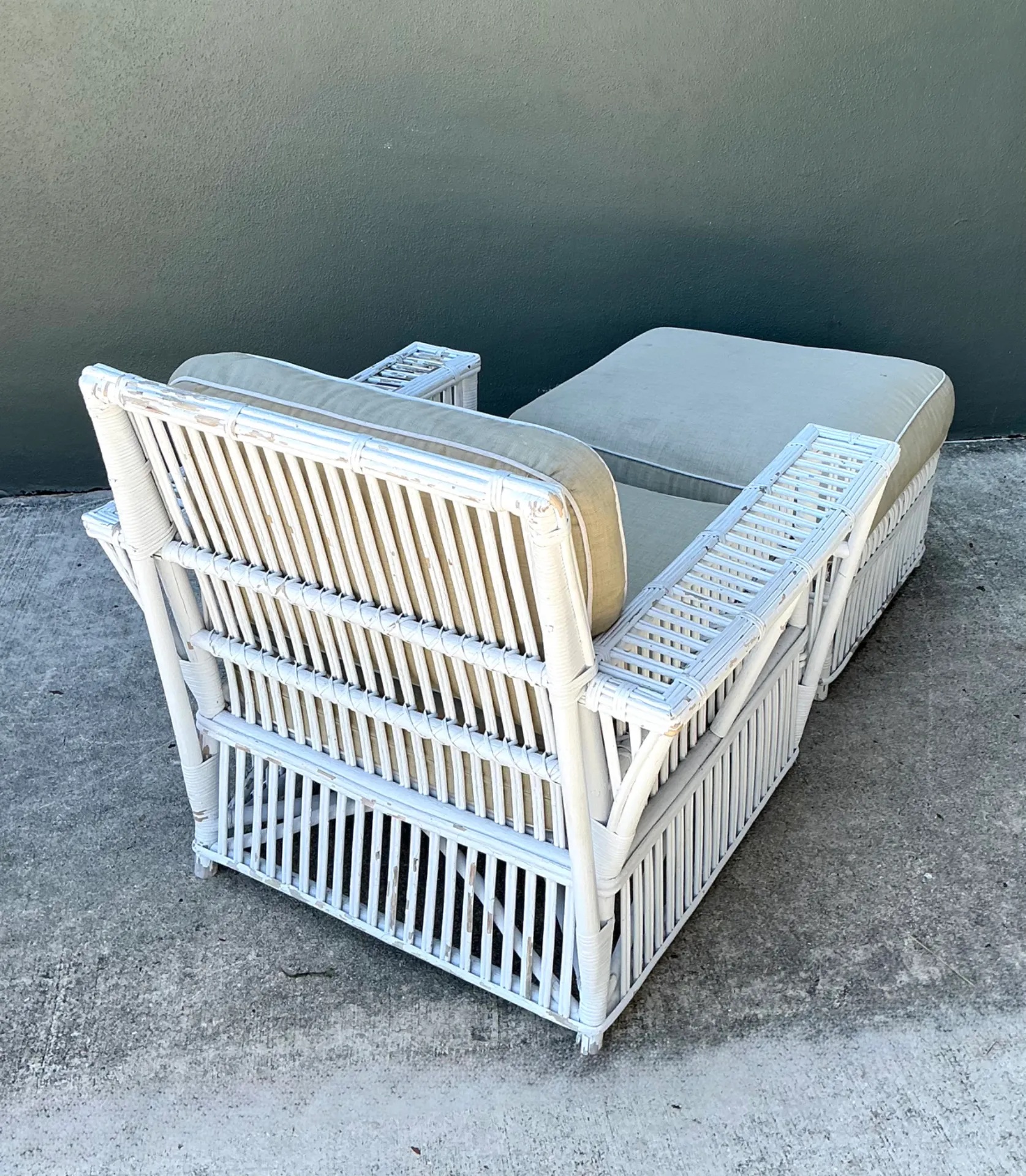 Vintage Rattan Lounge Chair and Ottoman After Bielecky Brothers — additional photo 7