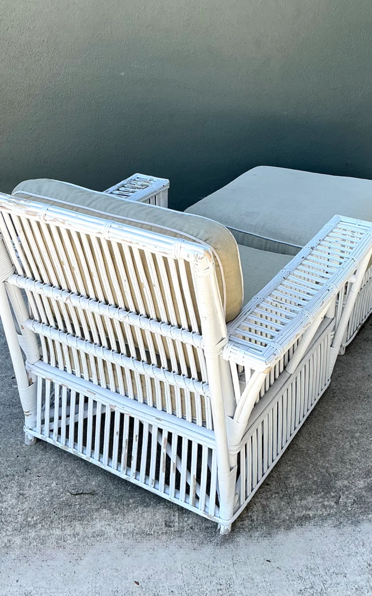 Vintage Rattan Lounge Chair and Ottoman After Bielecky Brothers — additional photo 7