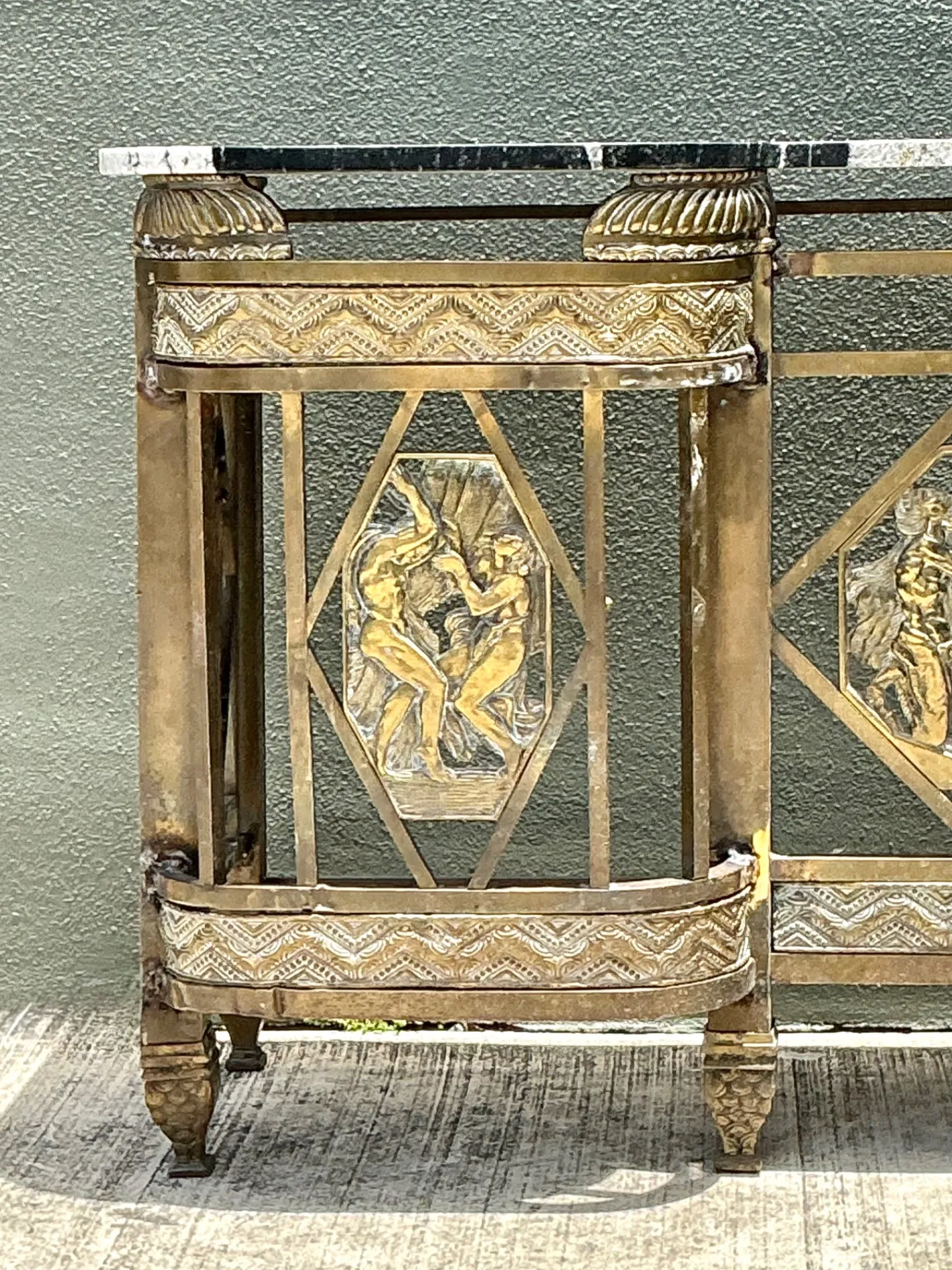Vintage 1930s Deco Bronze Medallion Console — additional photo 1
