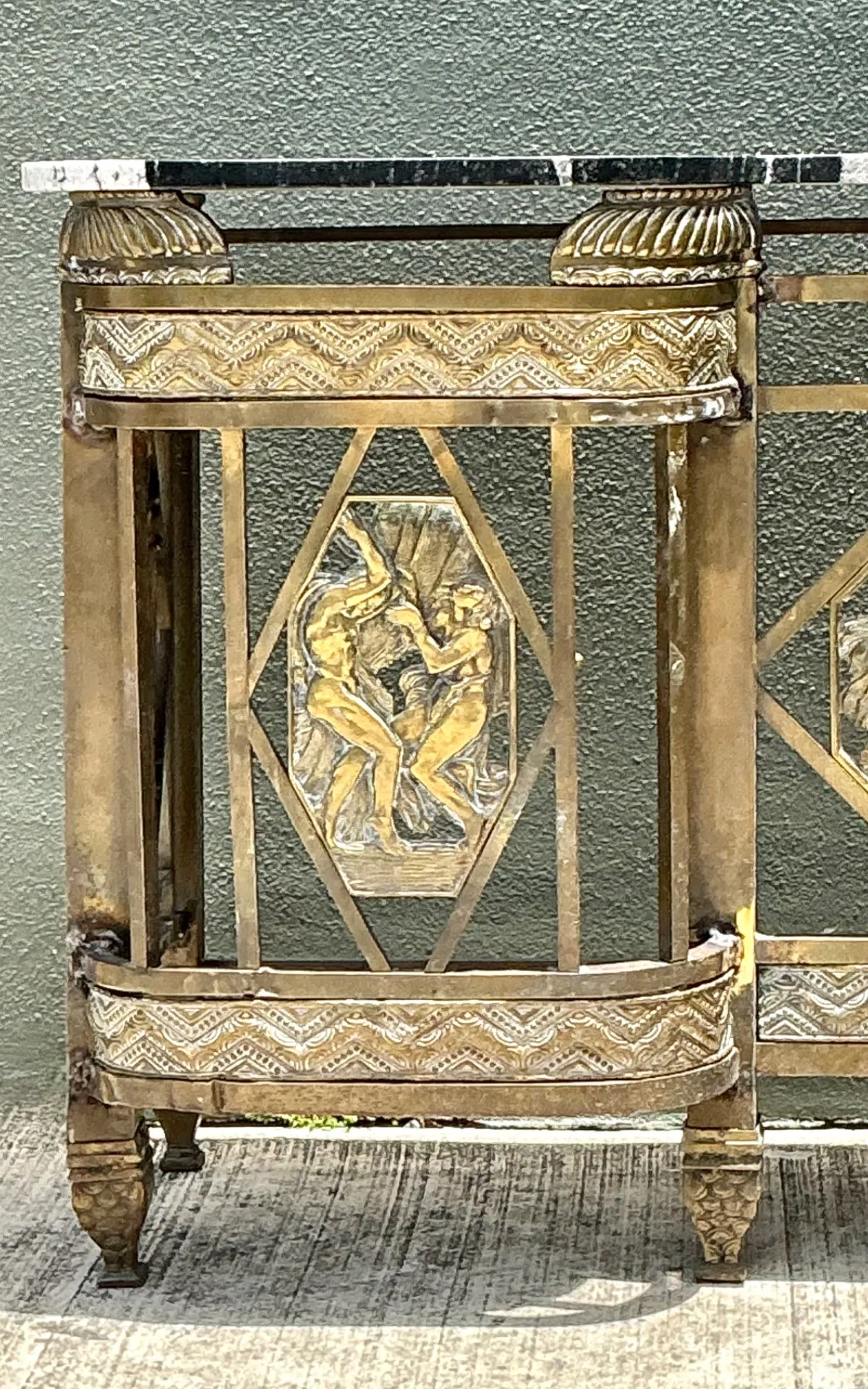 Vintage 1930s Deco Bronze Medallion Console — additional photo 1
