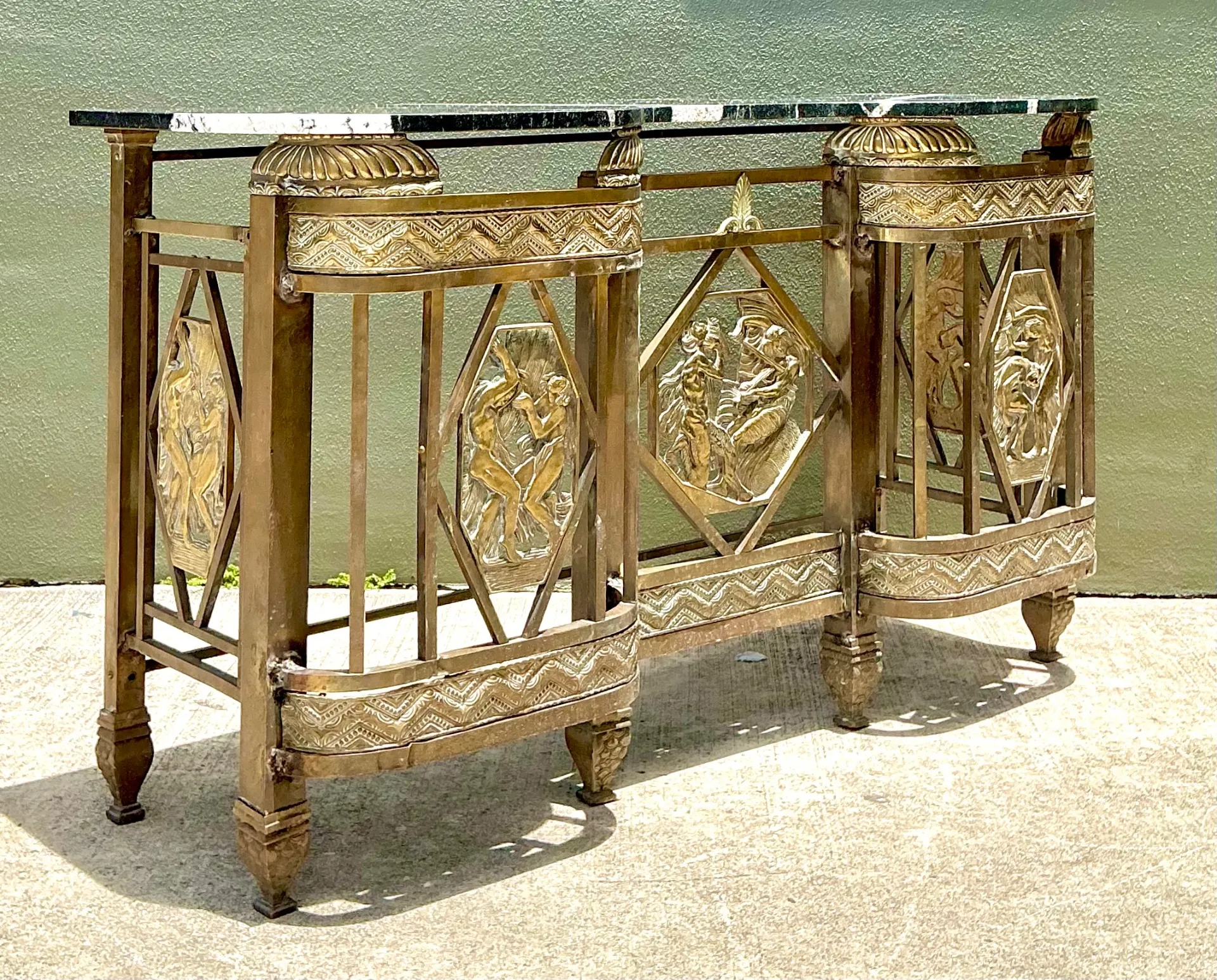 Vintage 1930s Deco Bronze Medallion Console — additional photo 7