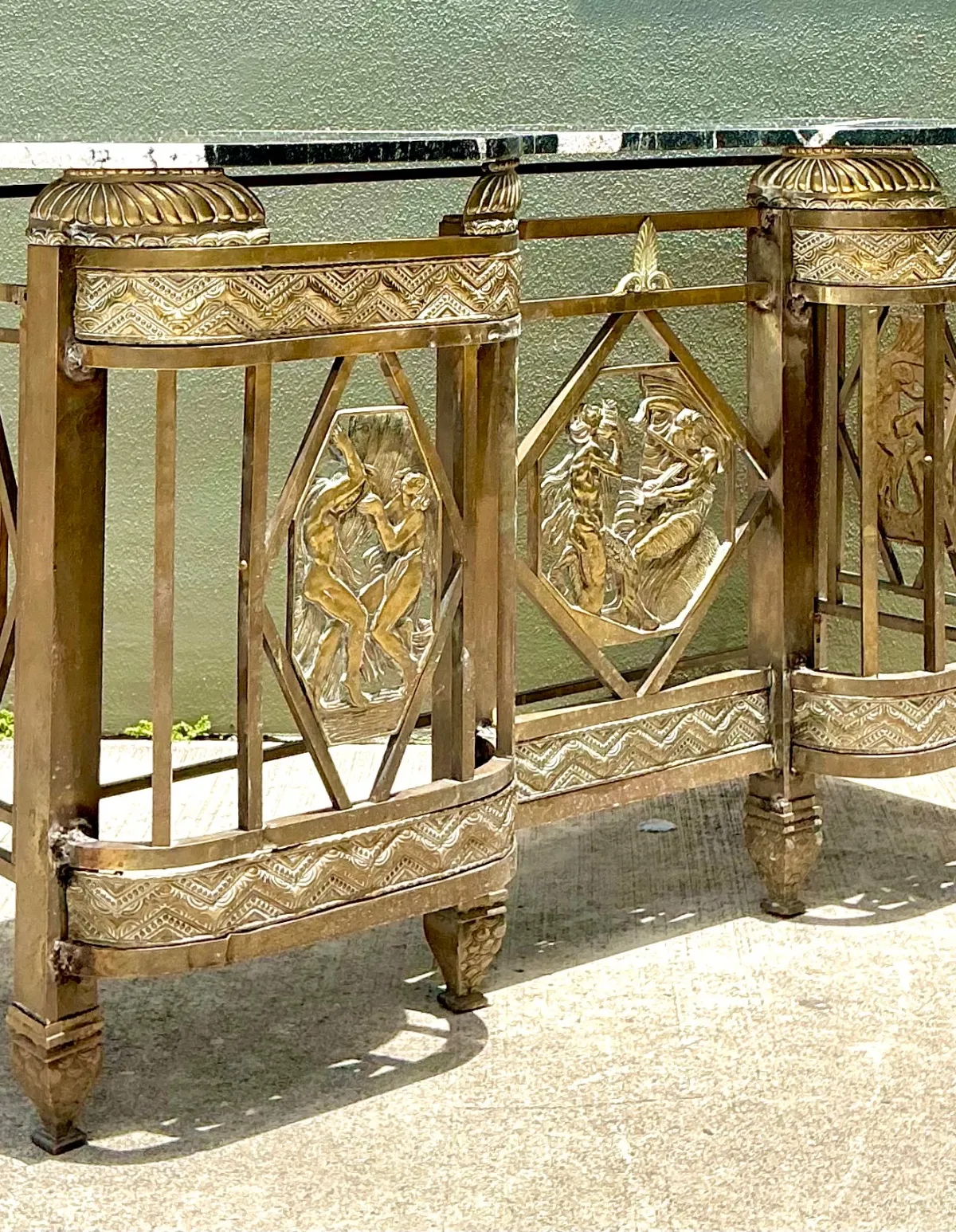 Vintage 1930s Deco Bronze Medallion Console — additional photo 7