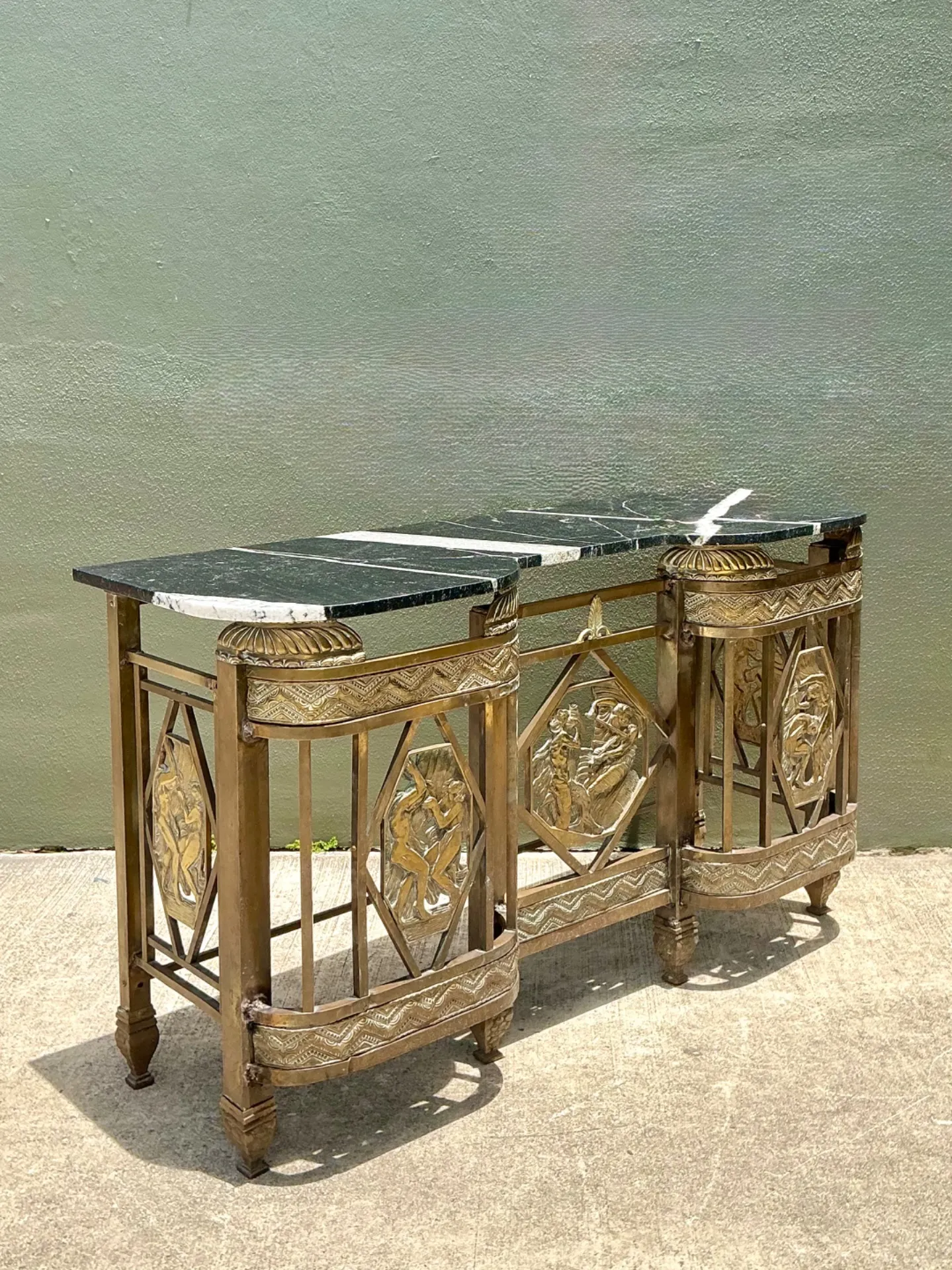 Vintage 1930s Deco Bronze Medallion Console — additional photo 4