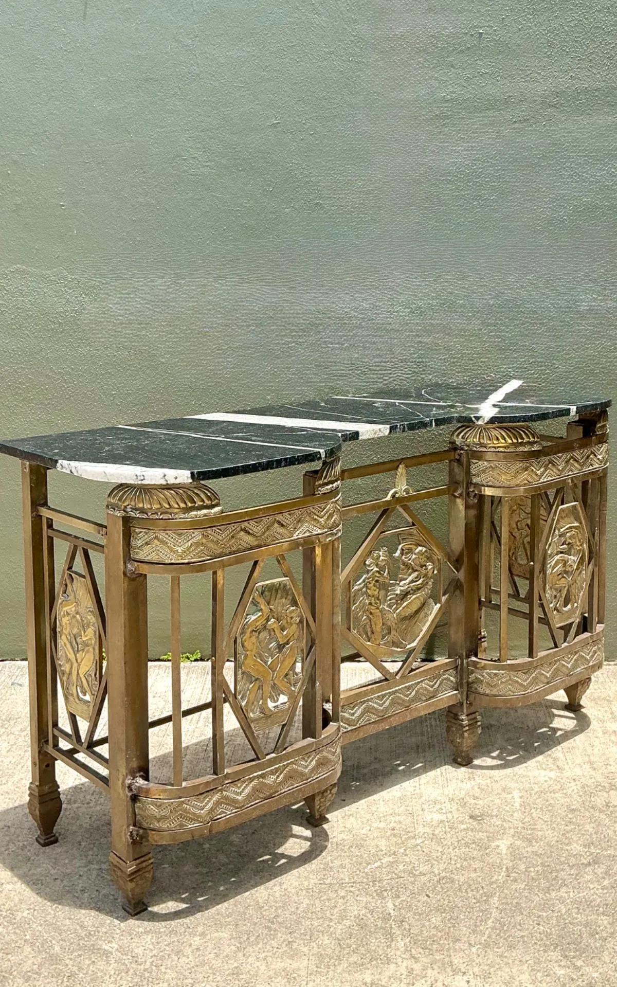 Vintage 1930s Deco Bronze Medallion Console — additional photo 4
