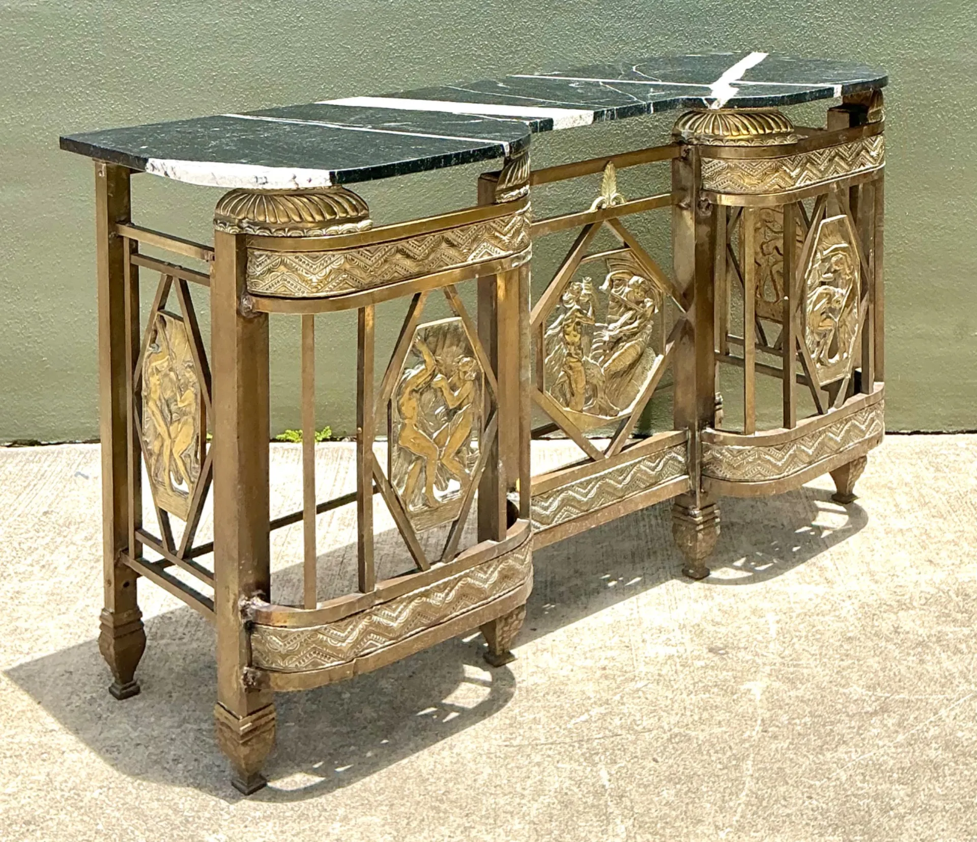 Vintage 1930s Deco Bronze Medallion Console — additional photo 6