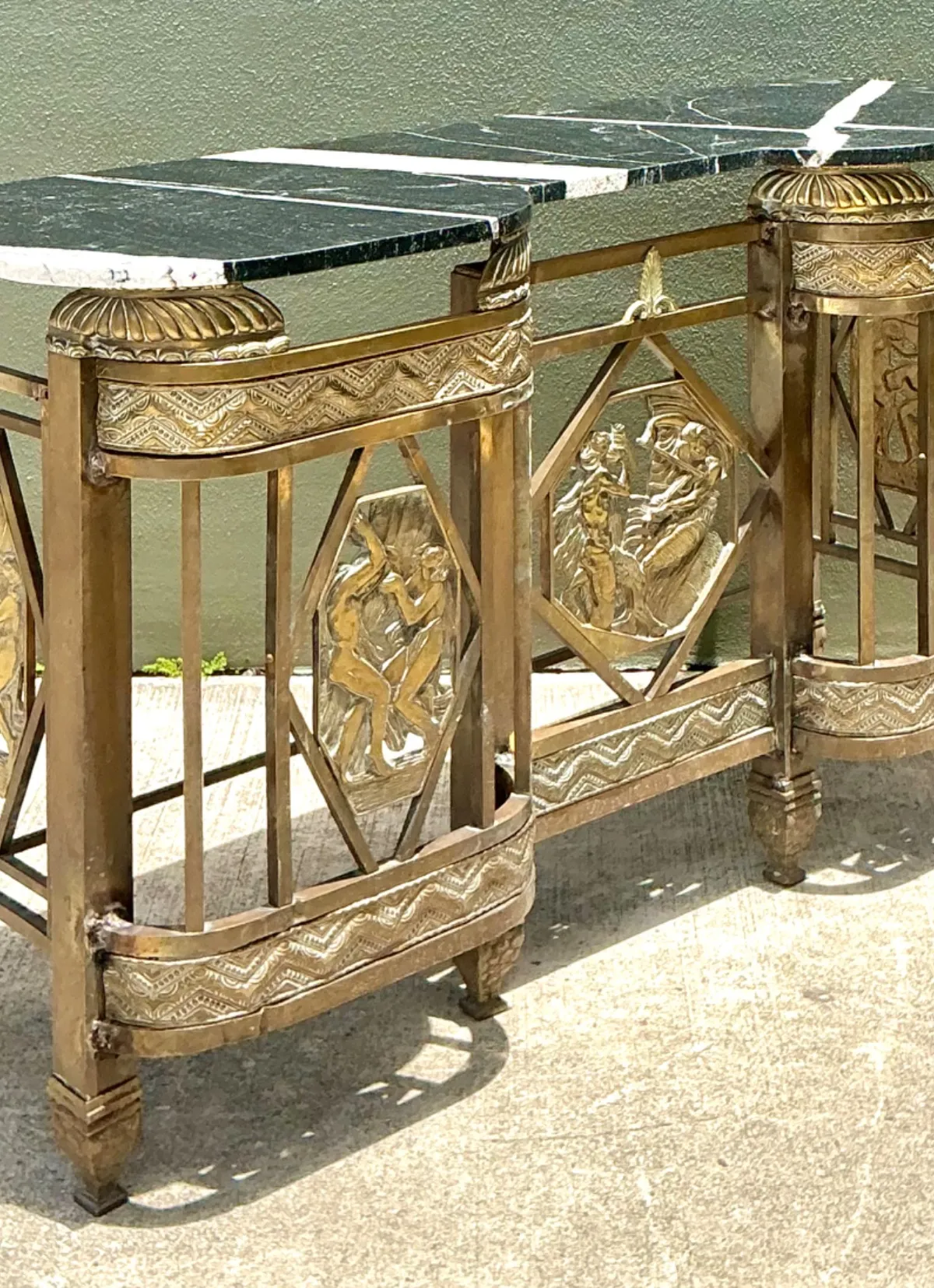 Vintage 1930s Deco Bronze Medallion Console — additional photo 6