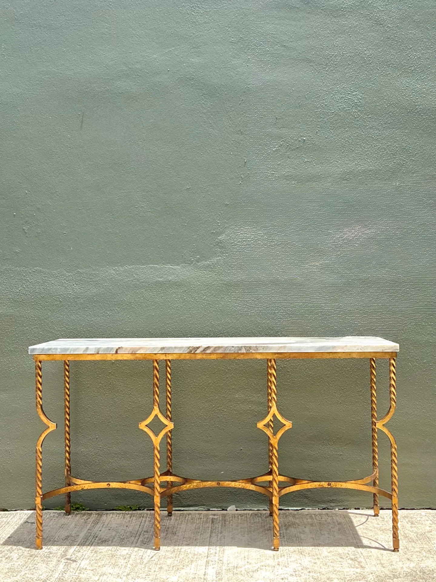 Vintage Twisted Iron and Marble Console Table — additional photo 5