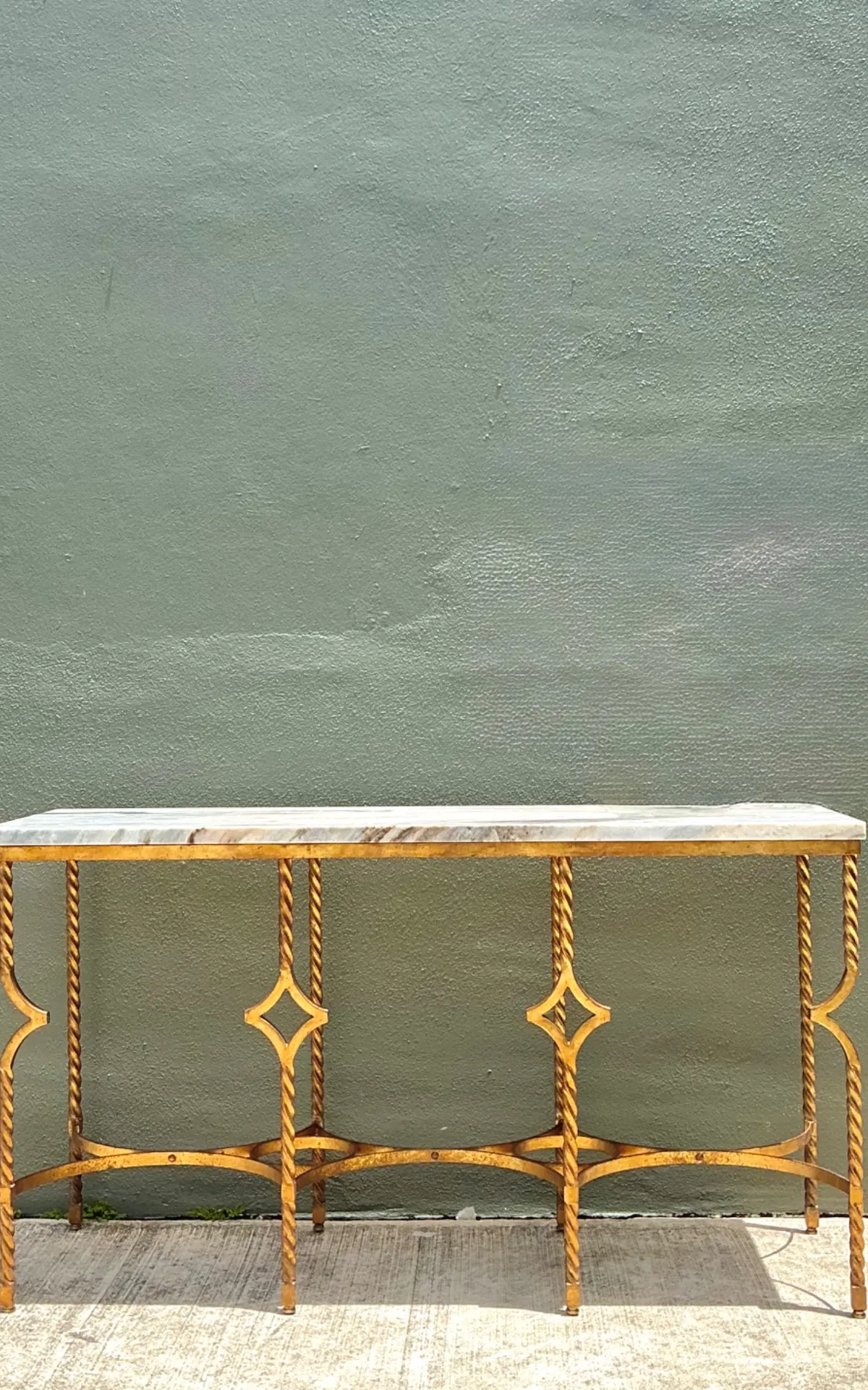 Vintage Twisted Iron and Marble Console Table — additional photo 5