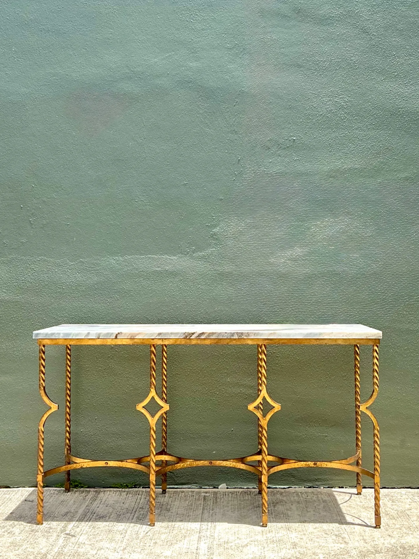 Vintage Twisted Iron and Marble Console Table — additional photo 7