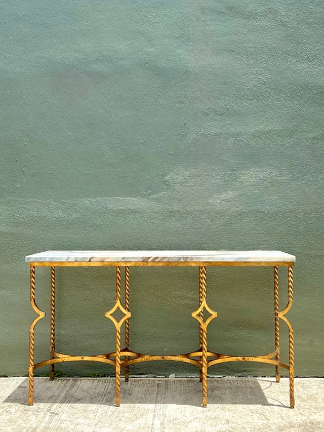 Vintage Twisted Iron and Marble Console Table — additional photo 7