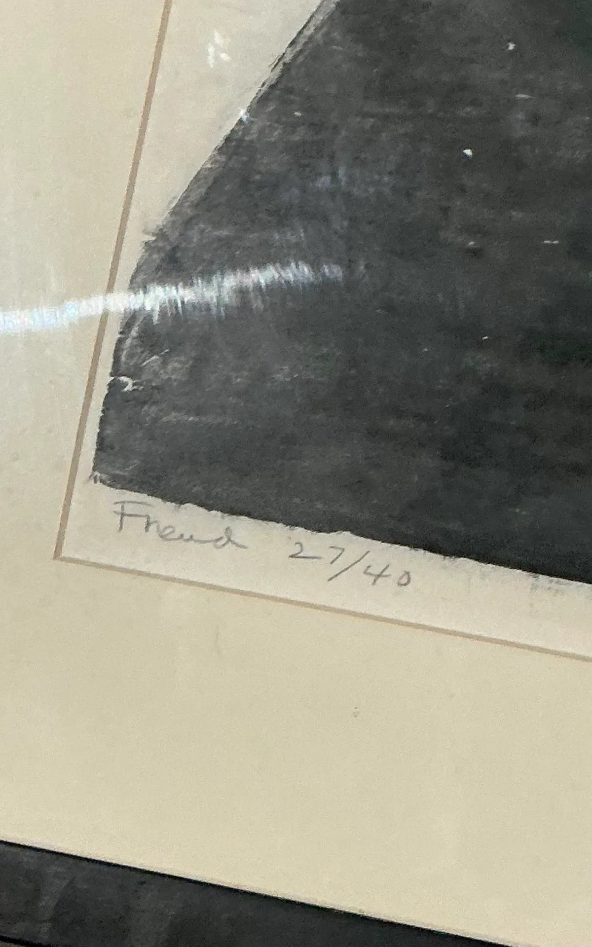 Vintage Black and White Framed Woodcut Of Sigmund Freud — additional photo 7