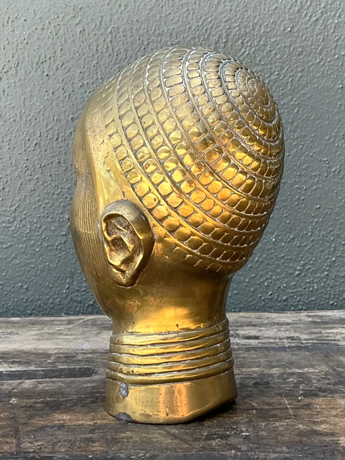 Vintage Brass Tribal Head Sculpture — additional photo 3