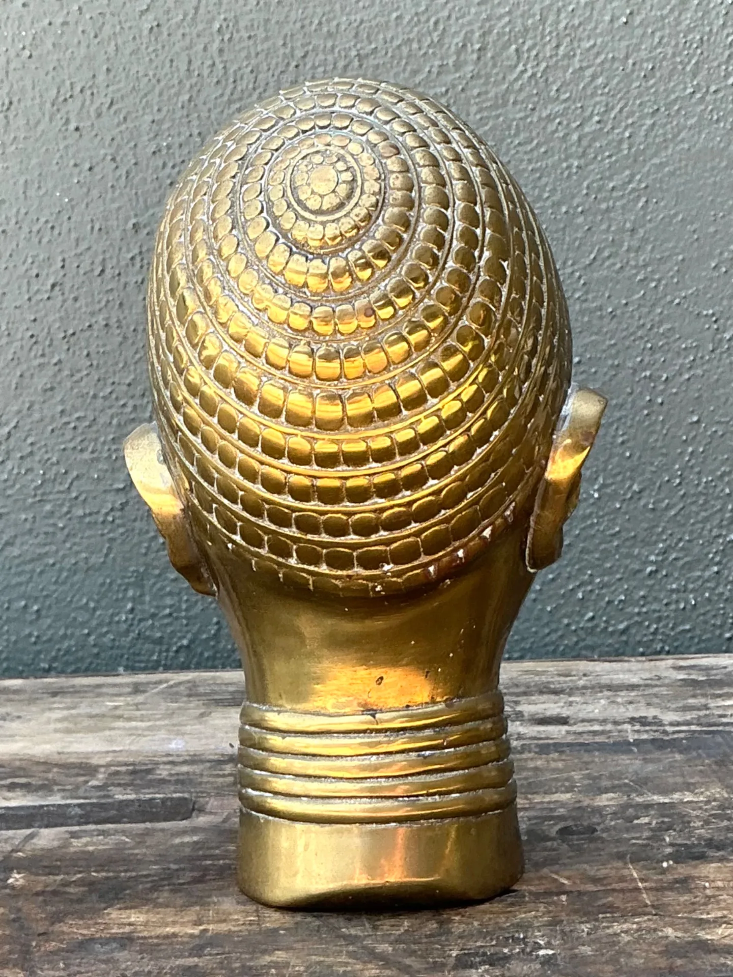 Vintage Brass Tribal Head Sculpture — additional photo 1