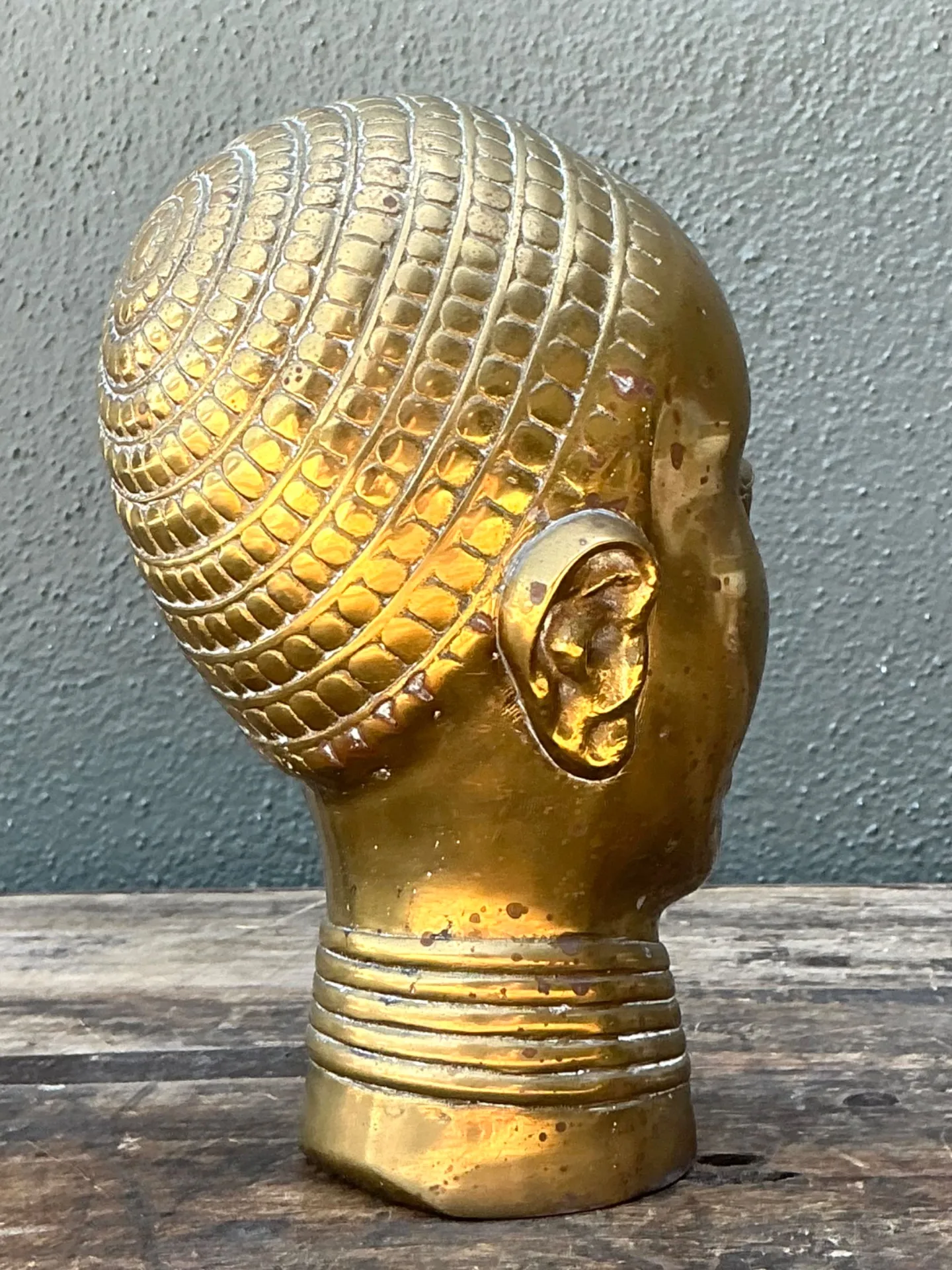 Vintage Brass Tribal Head Sculpture — additional photo 6