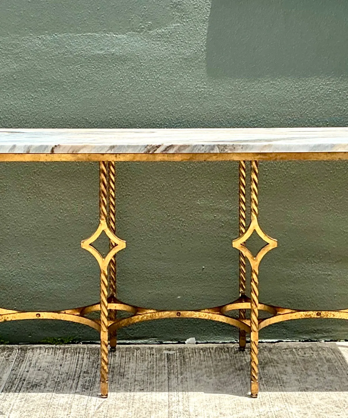 Vintage Twisted Iron and Marble Console Table — additional photo 3