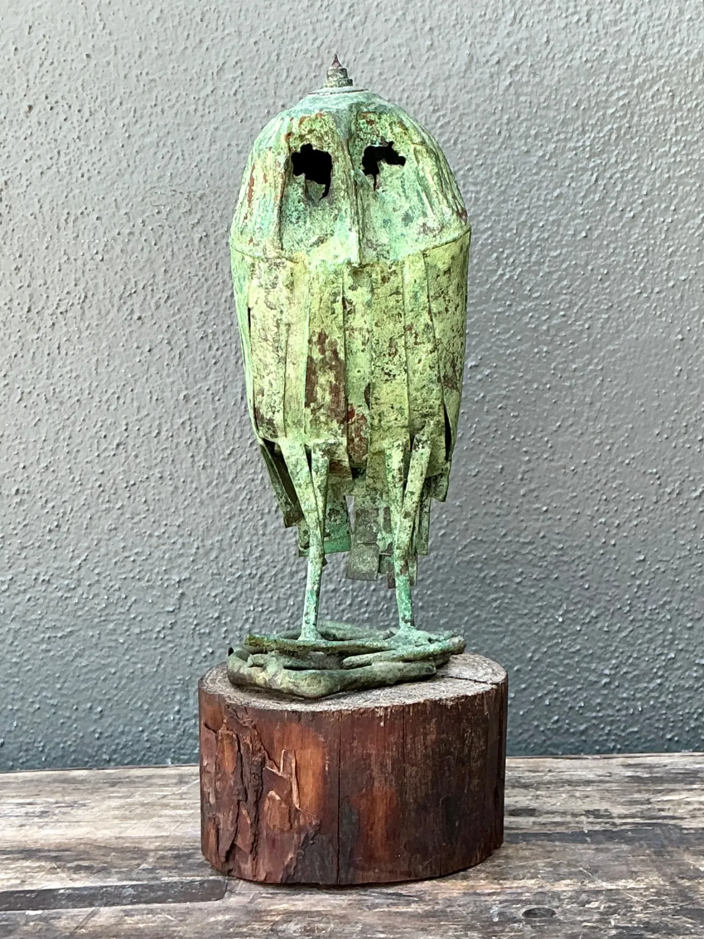 Vintage Patinated Copper Owl Sculpture — additional photo 1