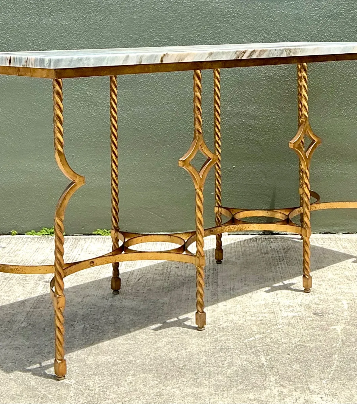 Vintage Twisted Iron and Marble Console Table — additional photo 6