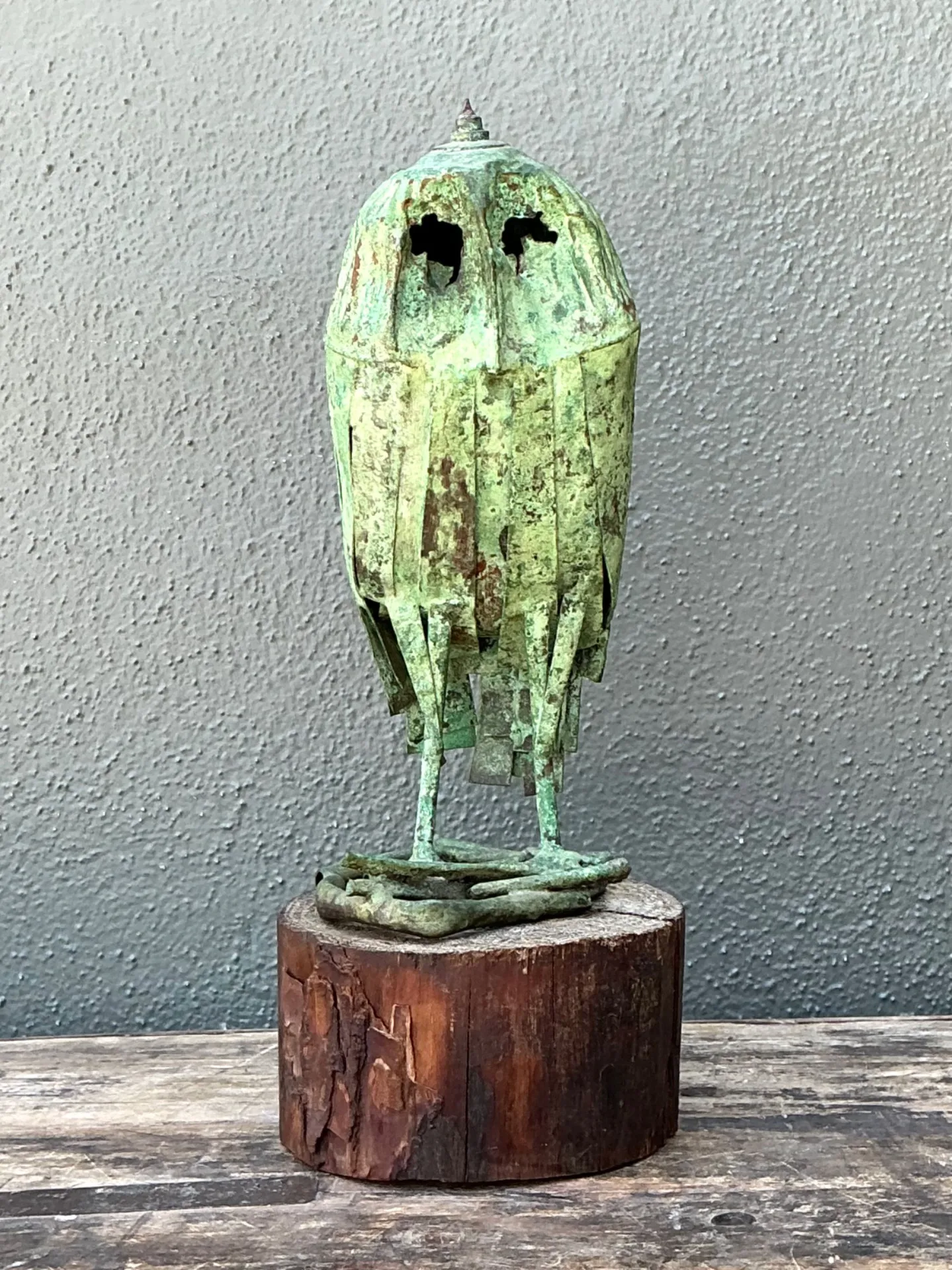 Vintage Patinated Copper Owl Sculpture — additional photo 3