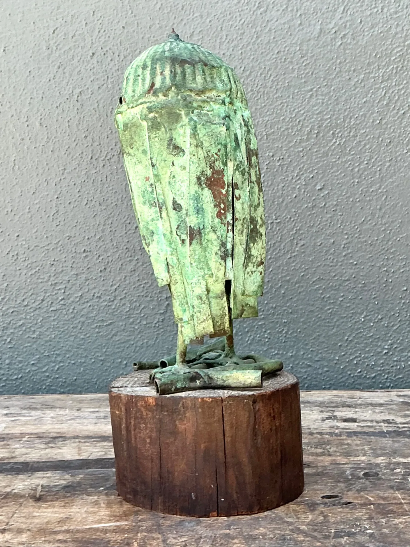 Vintage Patinated Copper Owl Sculpture — additional photo 7