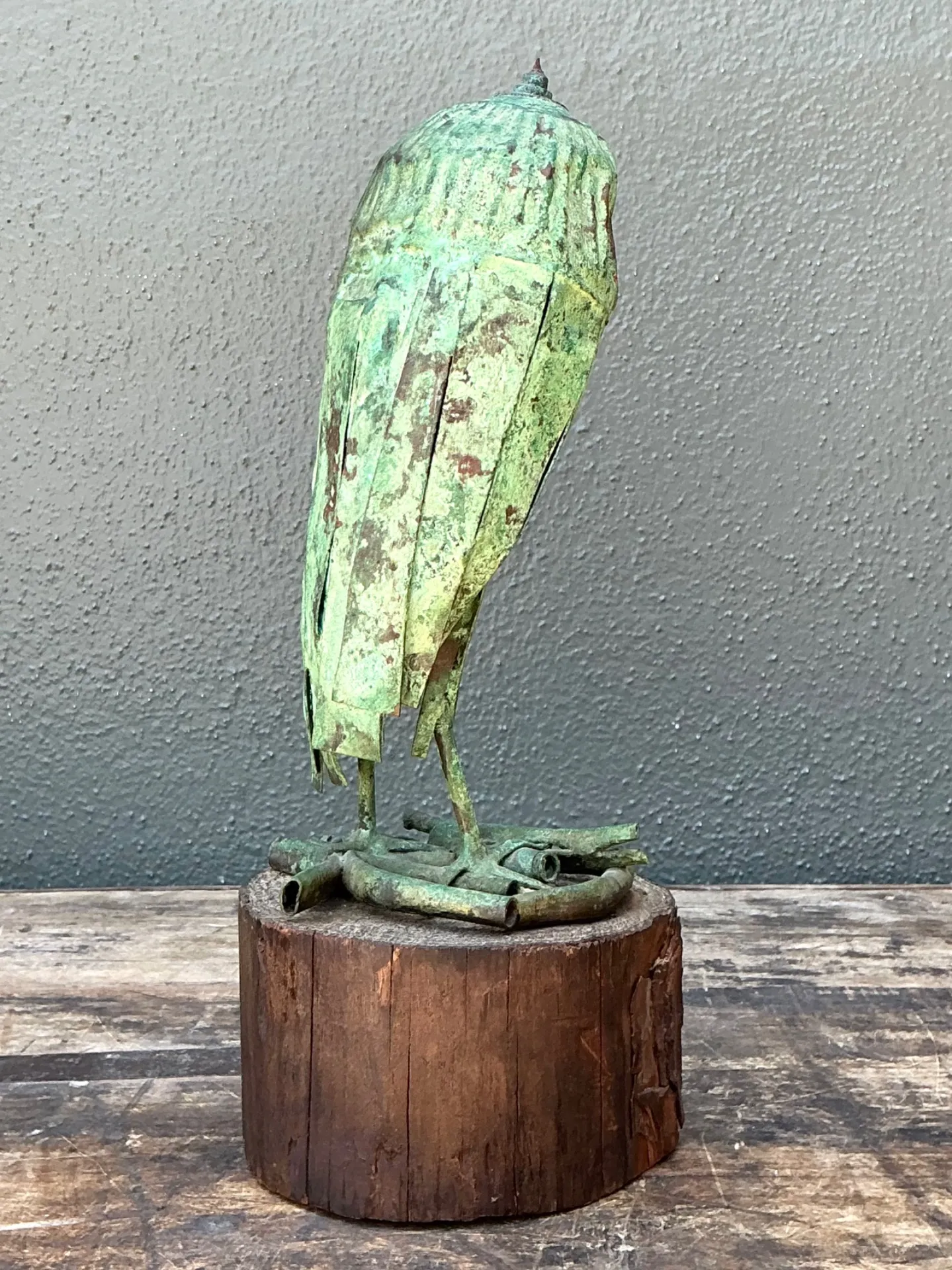 Vintage Patinated Copper Owl Sculpture — additional photo 4