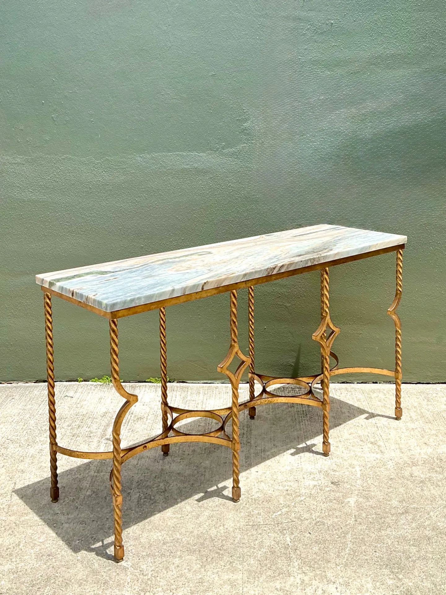 Vintage Twisted Iron and Marble Console Table — additional photo 8