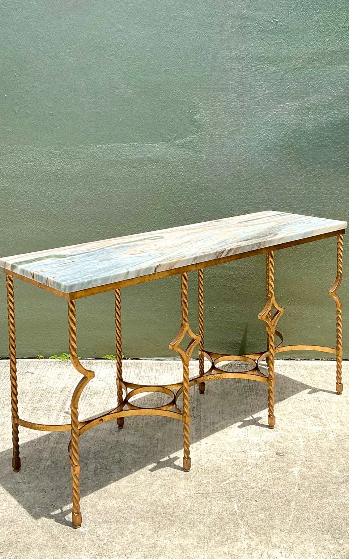 Vintage Twisted Iron and Marble Console Table — additional photo 8