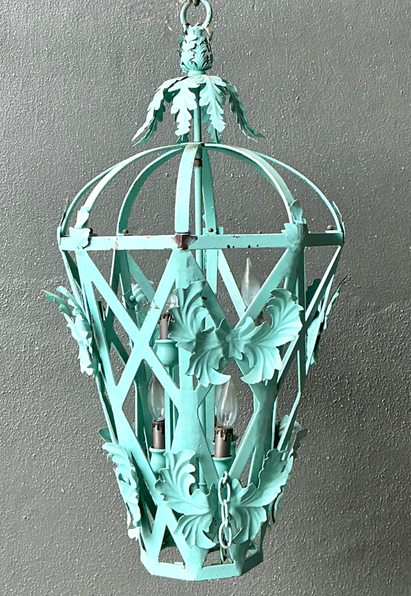 Vintage Painted Metal Hanging Lantern — additional photo 3