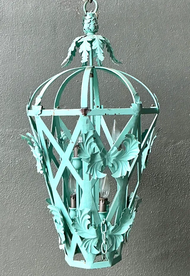 Vintage Painted Metal Hanging Lantern — additional photo 3