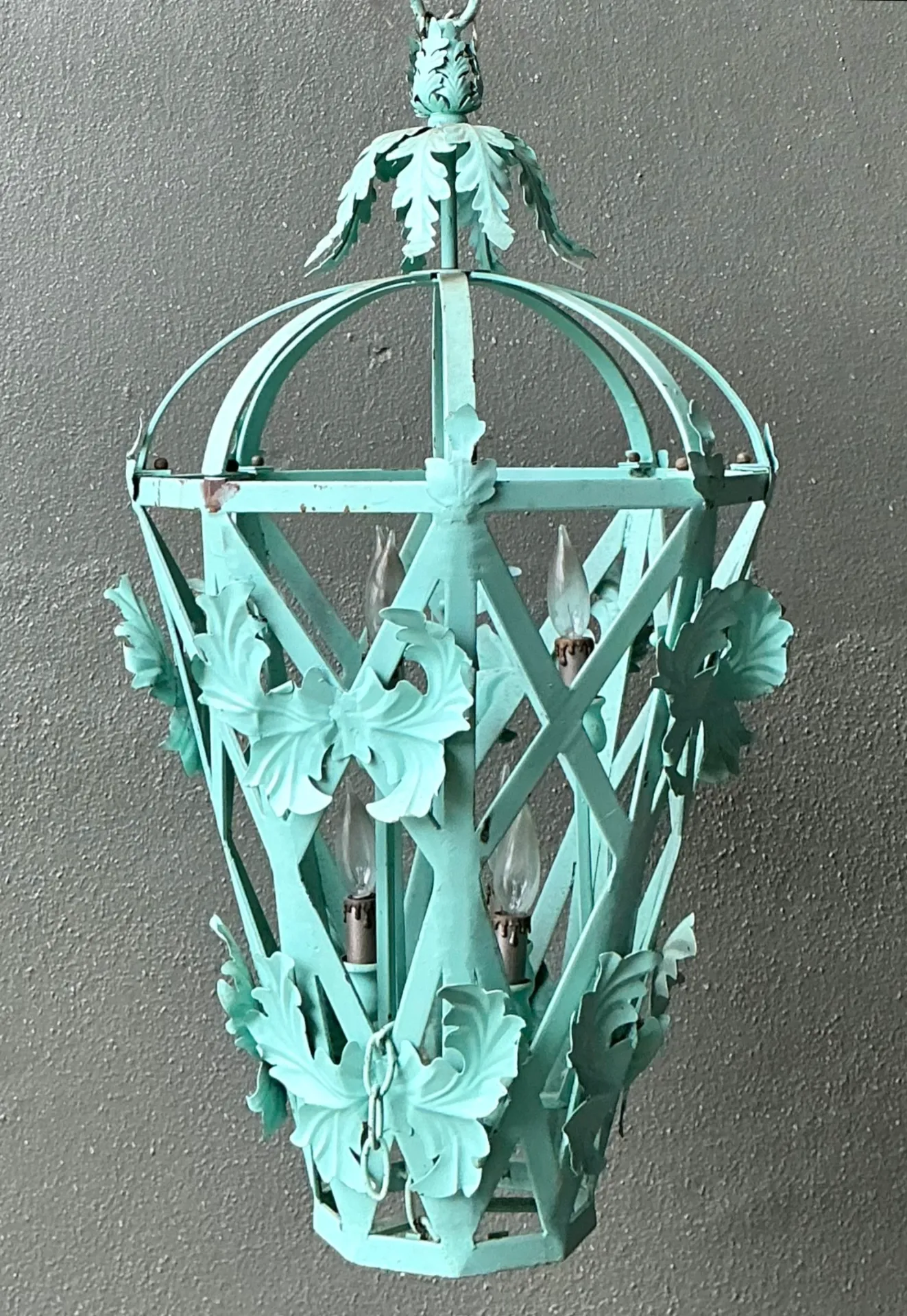 Vintage Painted Metal Hanging Lantern — additional photo 1