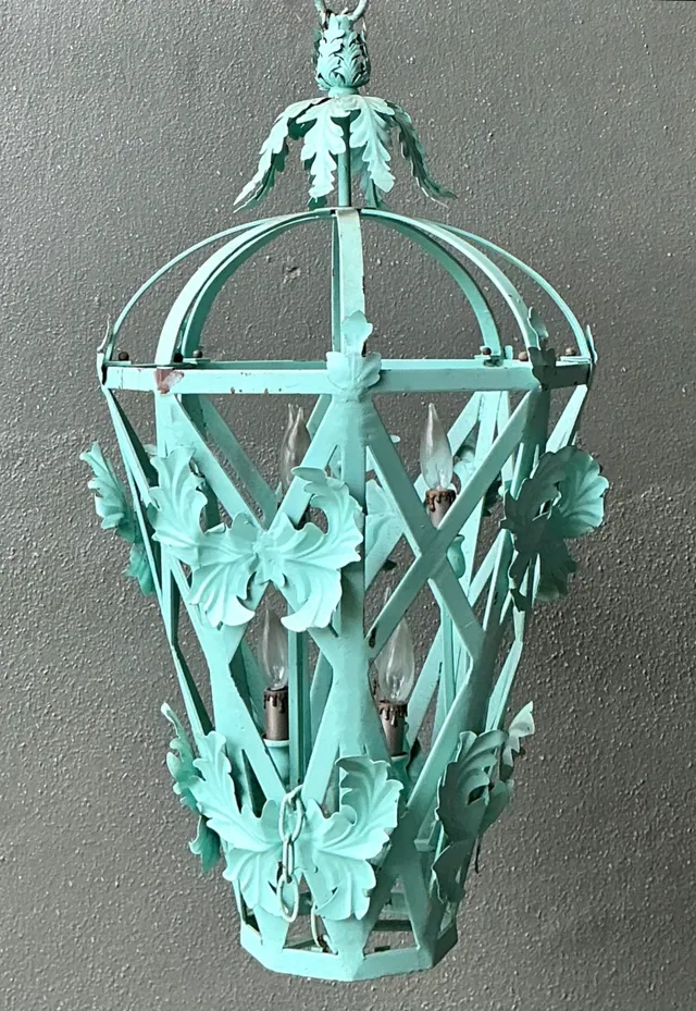 Vintage Painted Metal Hanging Lantern — additional photo 1