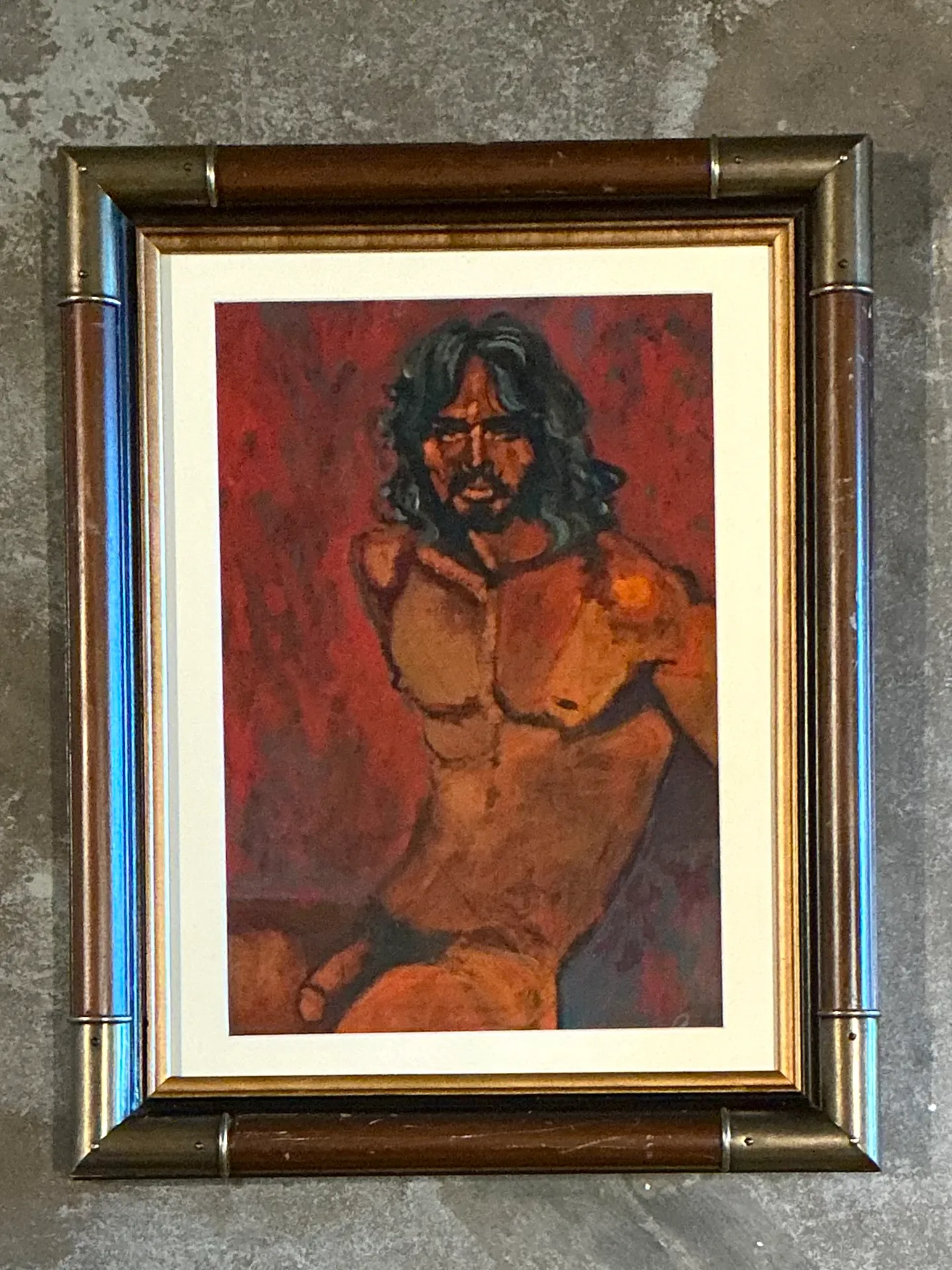 Vintage Figurative Oil Painting in Wood Frame — additional photo 2