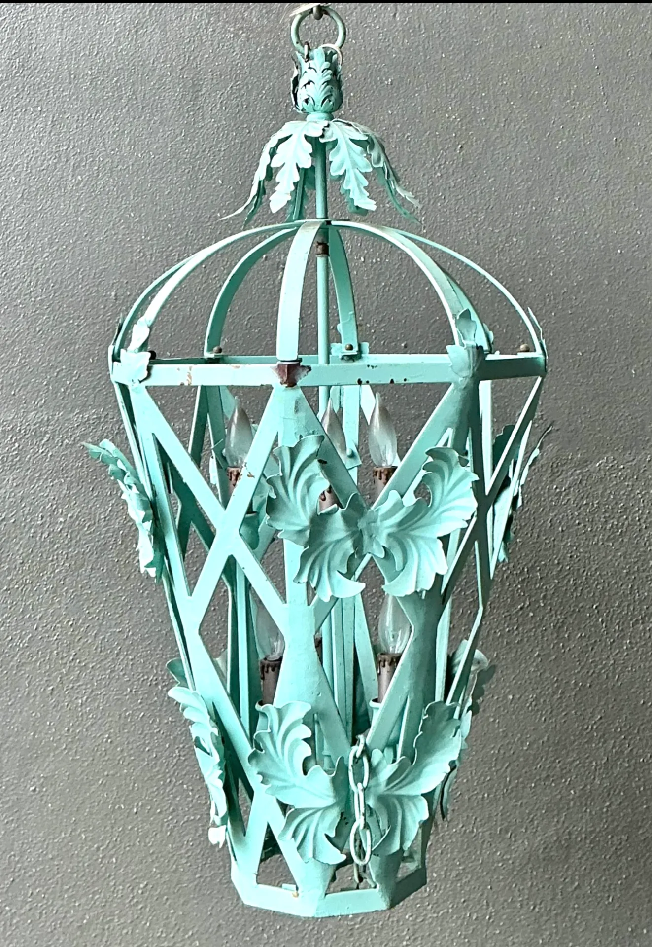 Vintage Painted Metal Hanging Lantern — additional photo 4