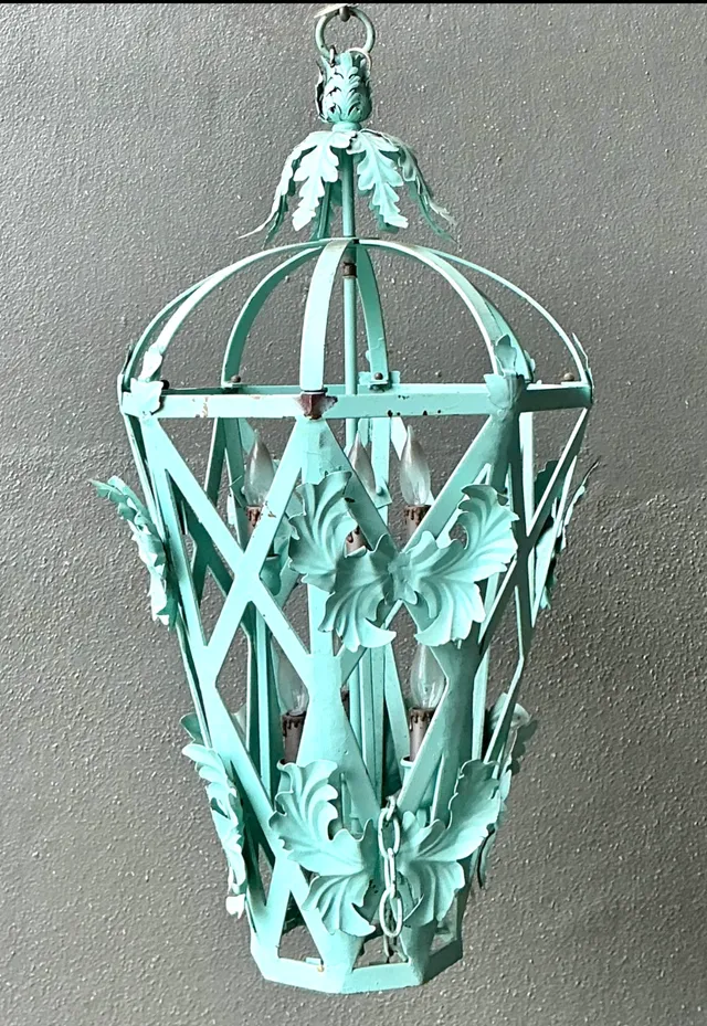 Vintage Painted Metal Hanging Lantern — additional photo 4