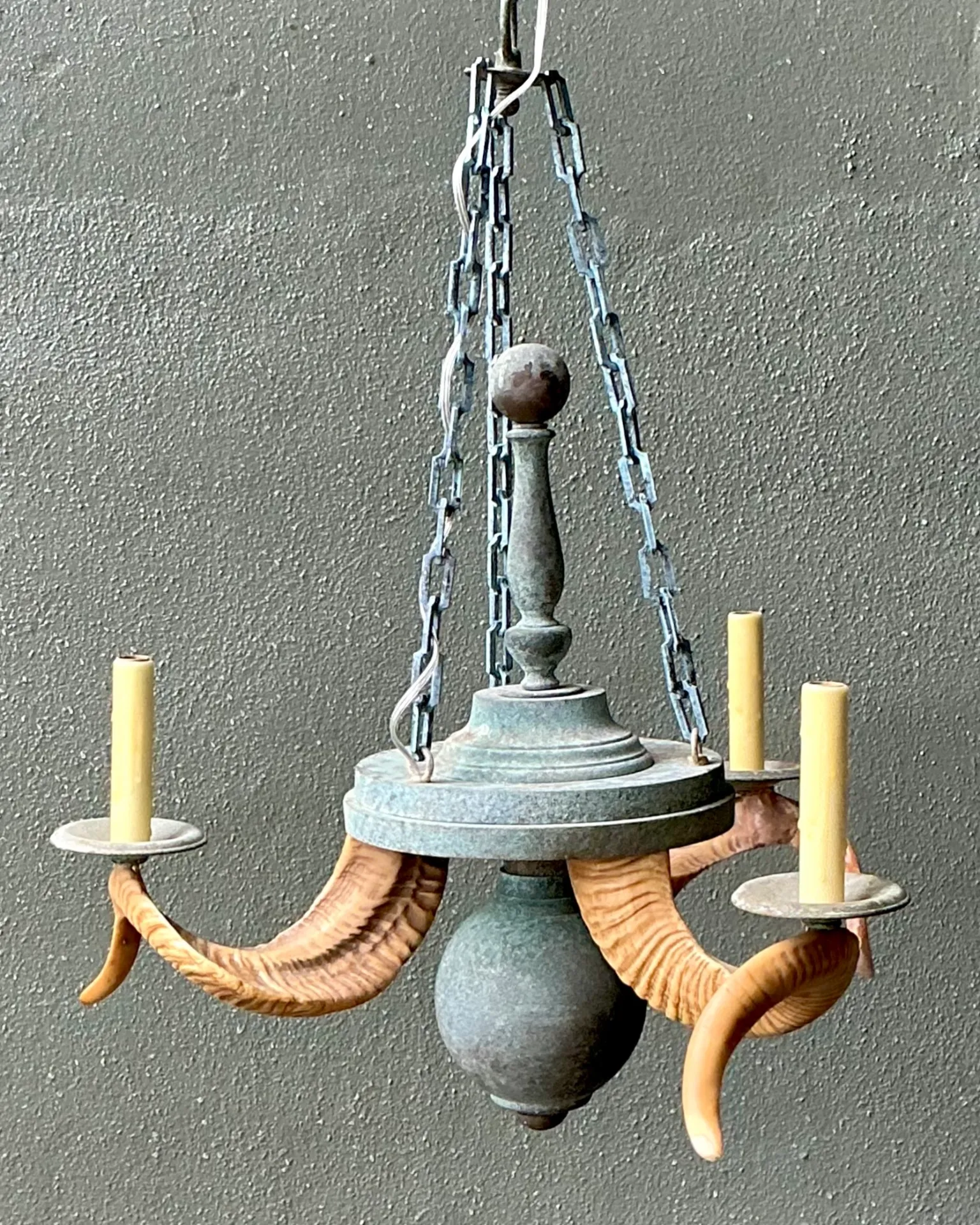 Vintage Horn Motif Metal Hanging Light — additional photo 4