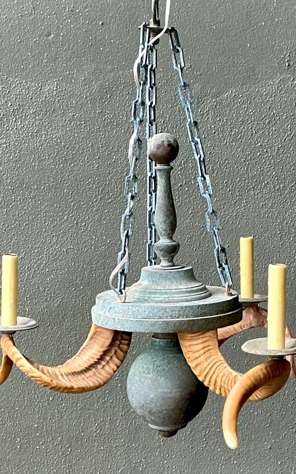 Vintage Horn Motif Metal Hanging Light — additional photo 4