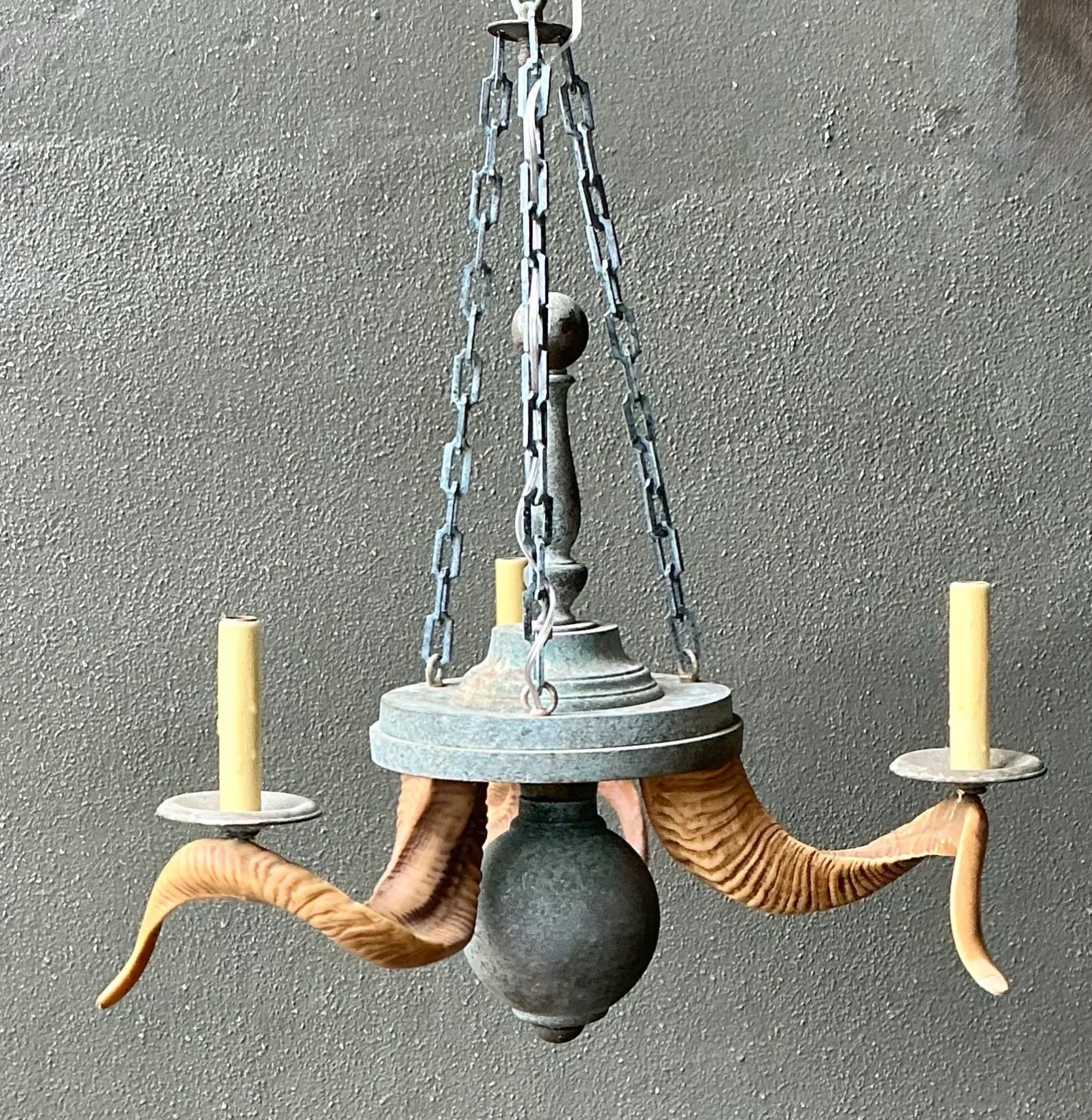 Vintage Horn Motif Metal Hanging Light — additional photo 2
