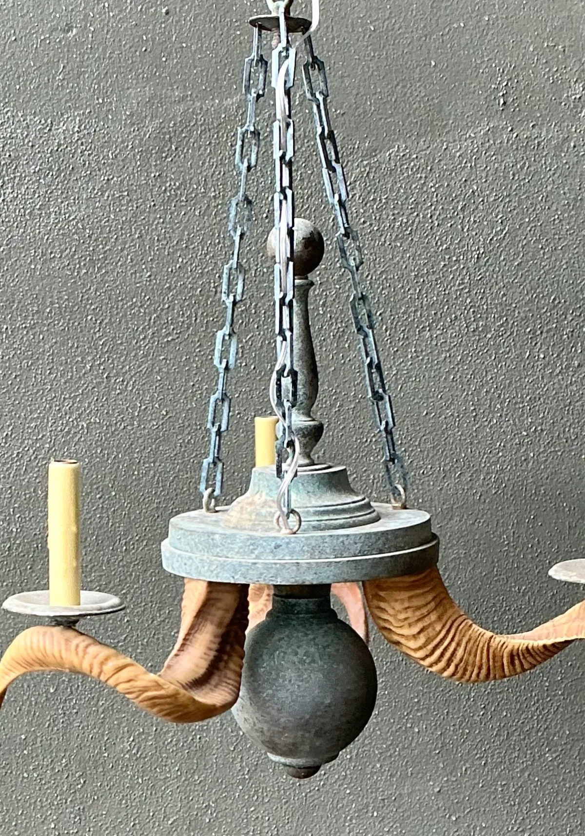 Vintage Horn Motif Metal Hanging Light — additional photo 2