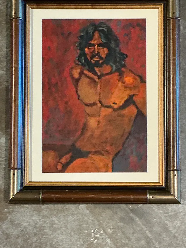 Vintage Figurative Oil Painting in Wood Frame — additional photo 1