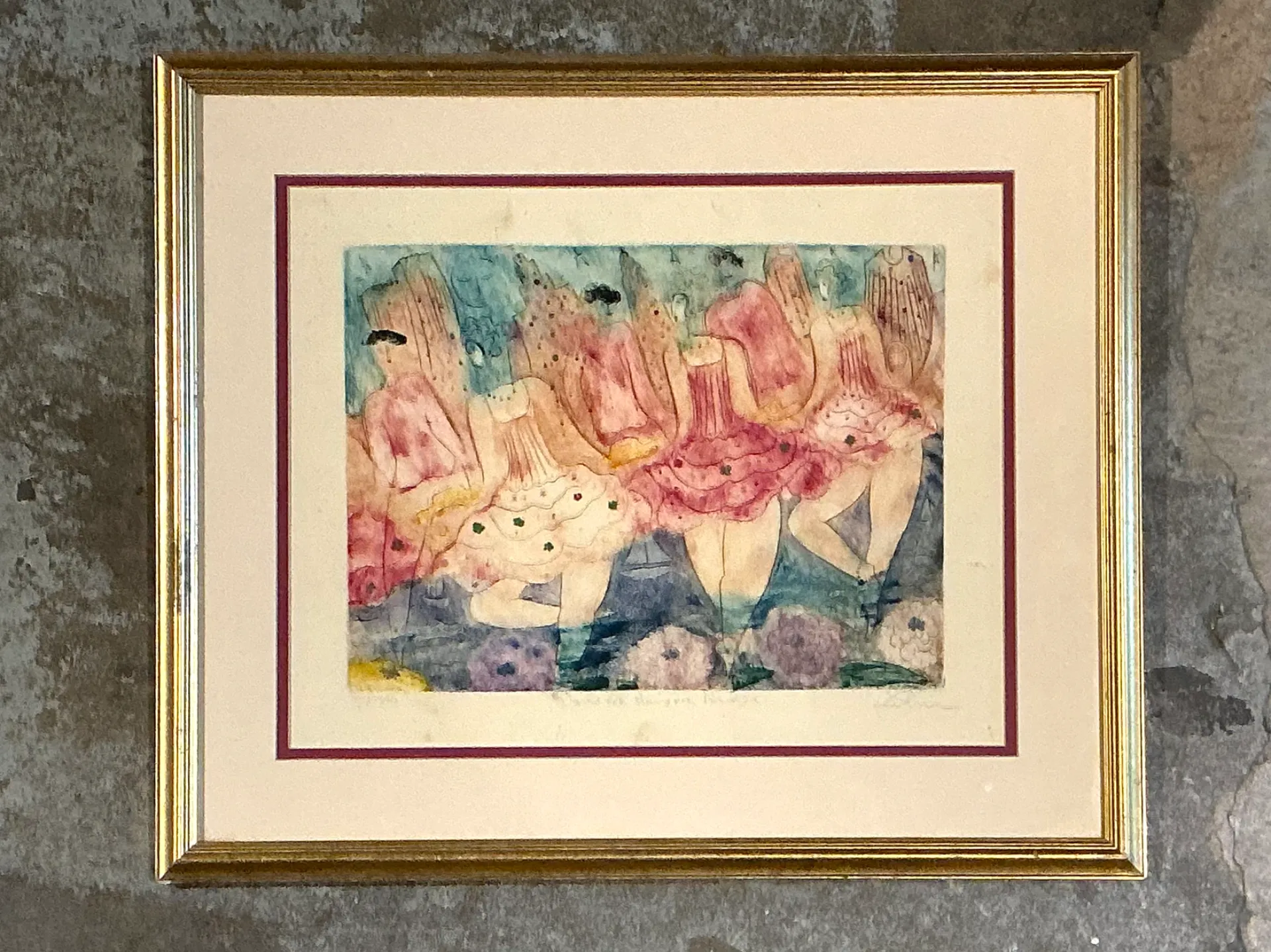 Vintage Framed Ballet Dancers Print — additional photo 2