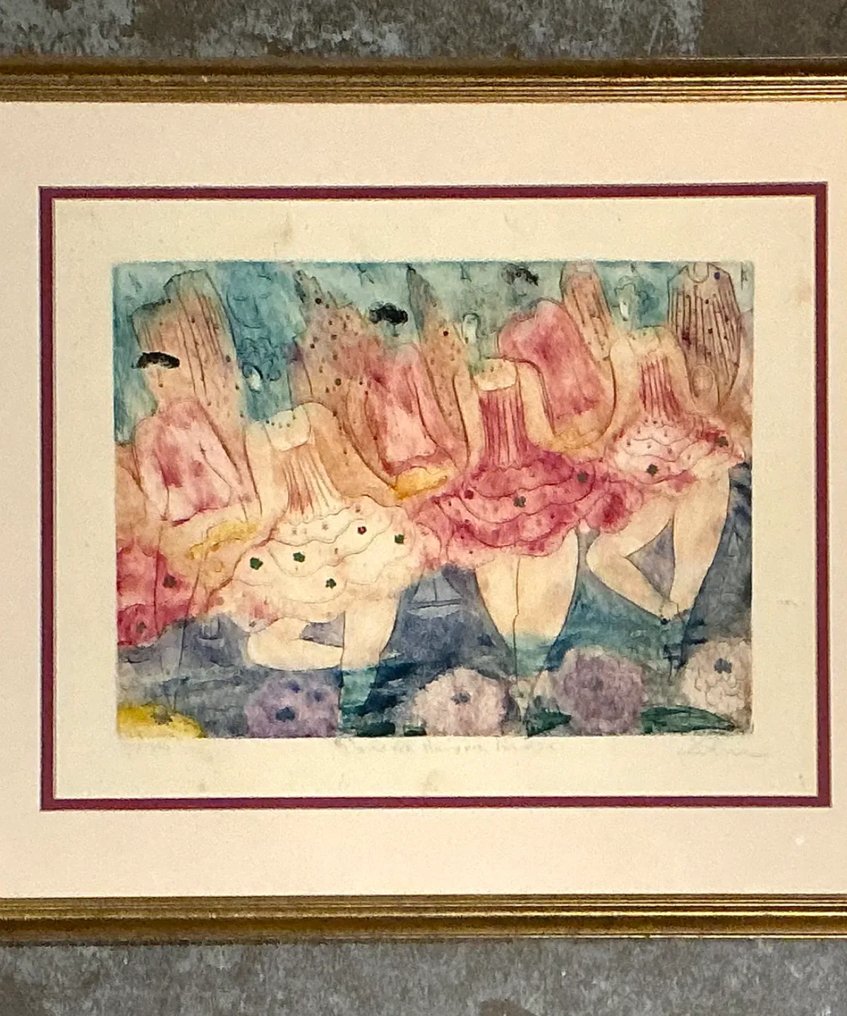 Vintage Framed Ballet Dancers Print — additional photo 2