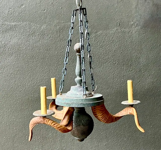 Vintage Horn Motif Metal Hanging Light — additional photo 3